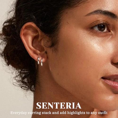 Thumbnail 2 de Senteria 5 Pairs Silver Hoop Earrings for Women – Hypoallergenic Small Huggie Set