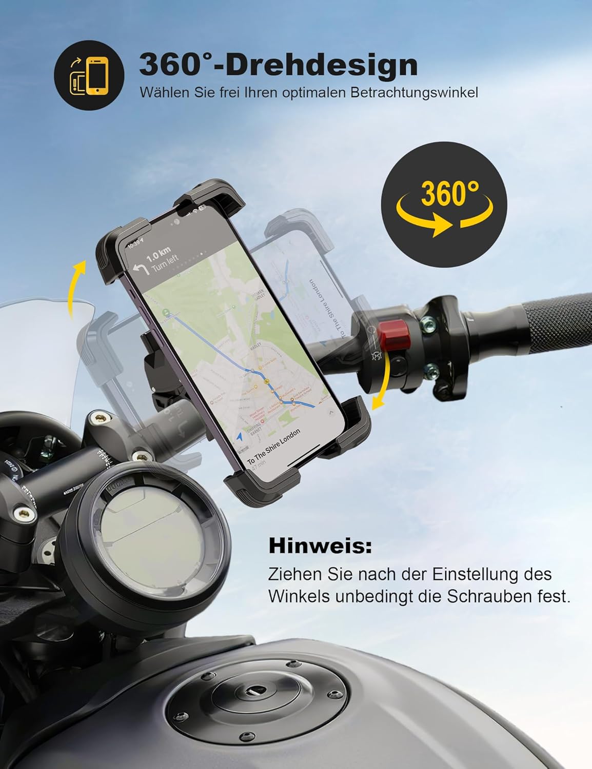 Detalle 1 de Grefay Handyhalterung Motorrad 360° für Smartphone