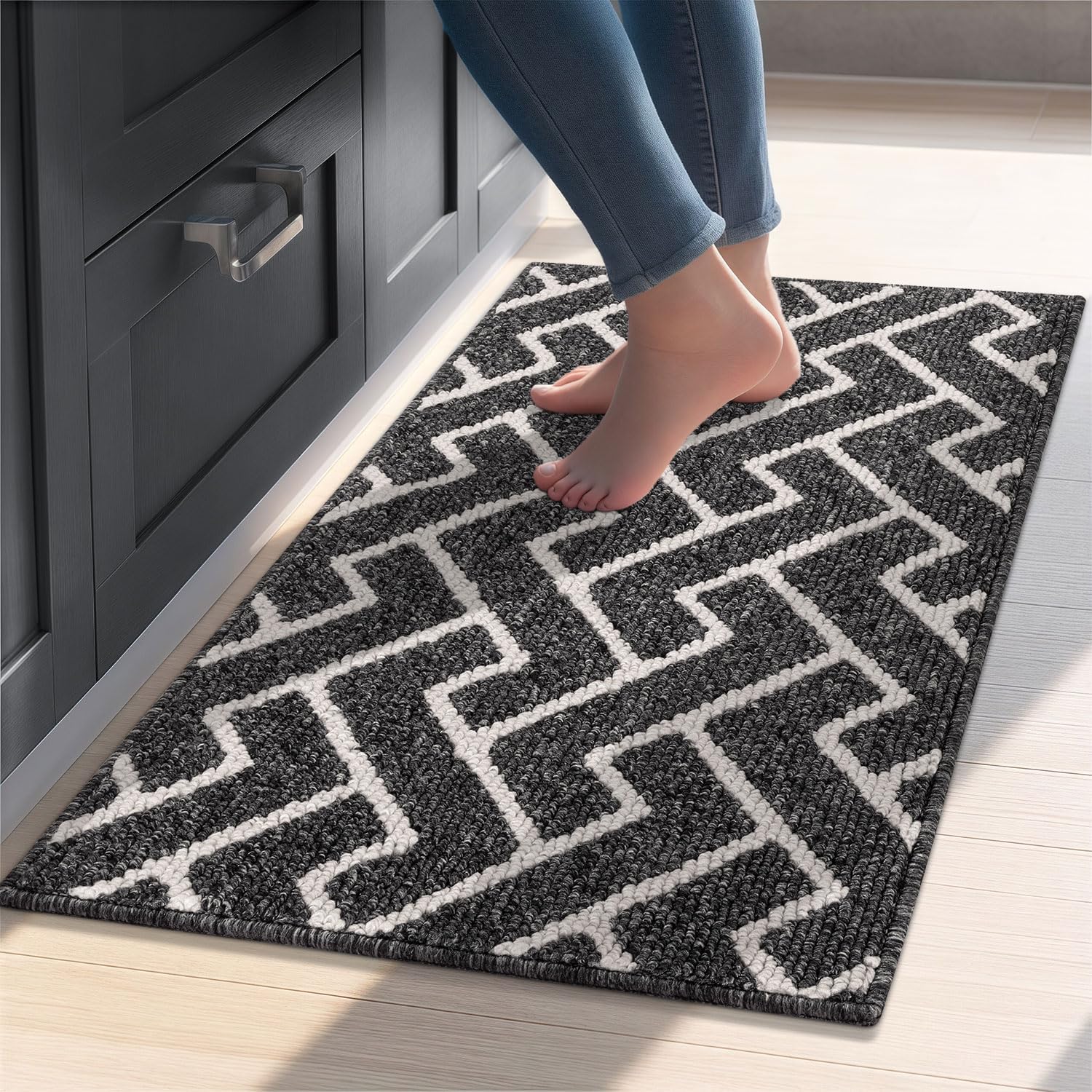 Thumbnail 6 de hicorfe Front Door Mat Outside Entrance, 24" x 35" – Absorbent, Muddy Dirt Resistant, Welcome Mat with Non-Slip Backing (Dark Grey)