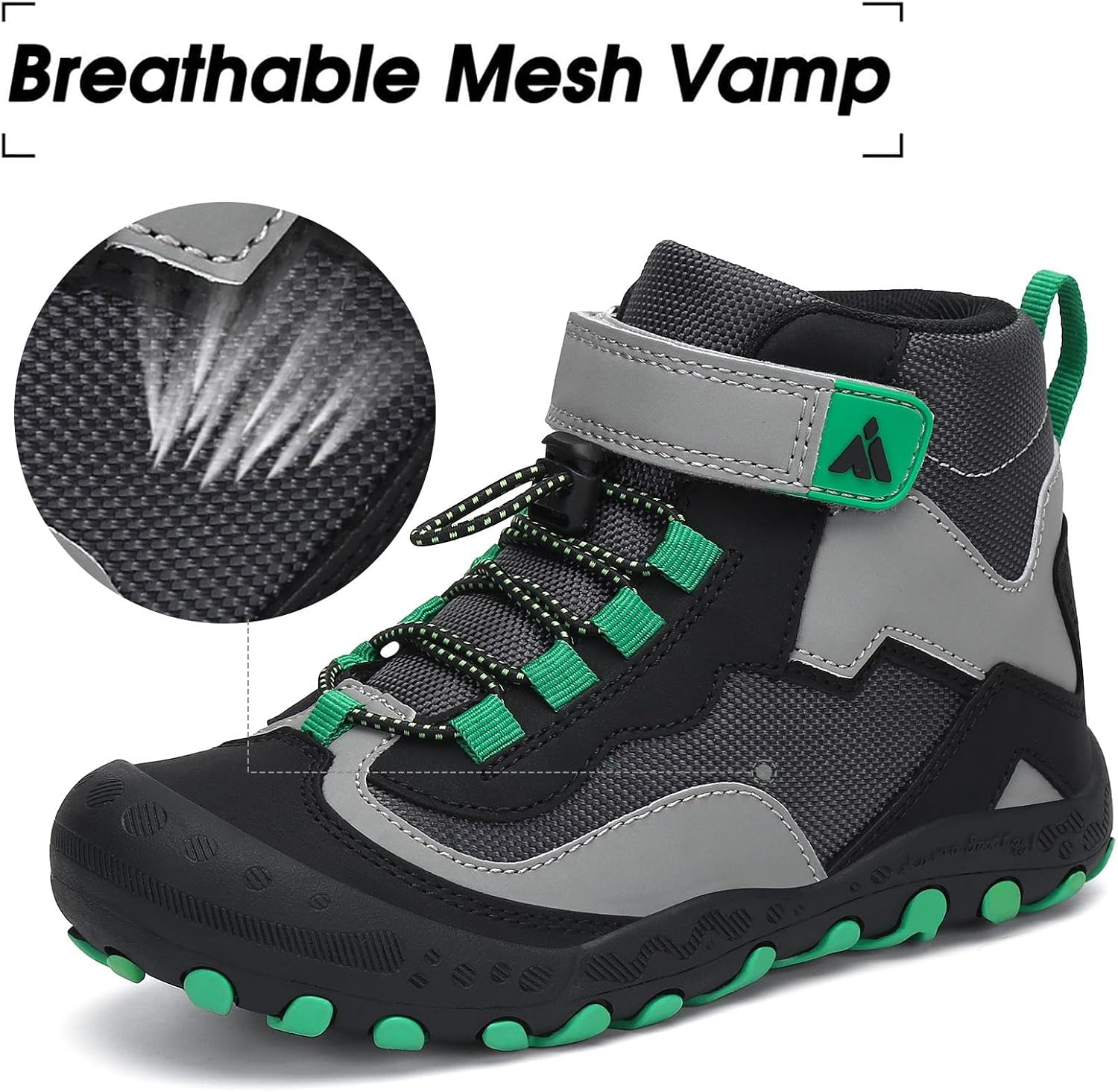 Detalle de Mishansha Kids Hiking Boots: Water-Resistant, Anti-Collision Toe, Non-Slip Outdoor Shoes for Toddlers