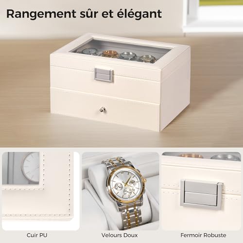 Thumbnail 6 de BEWISHOME Boite à Montre Organisateur 20 Emplacements – Blanc