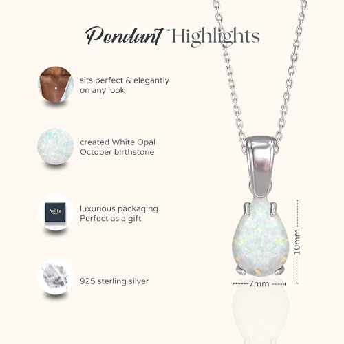 Detalle 2 de ADITA GOLD White Opal Pendant Necklace in 925 Sterling Silver