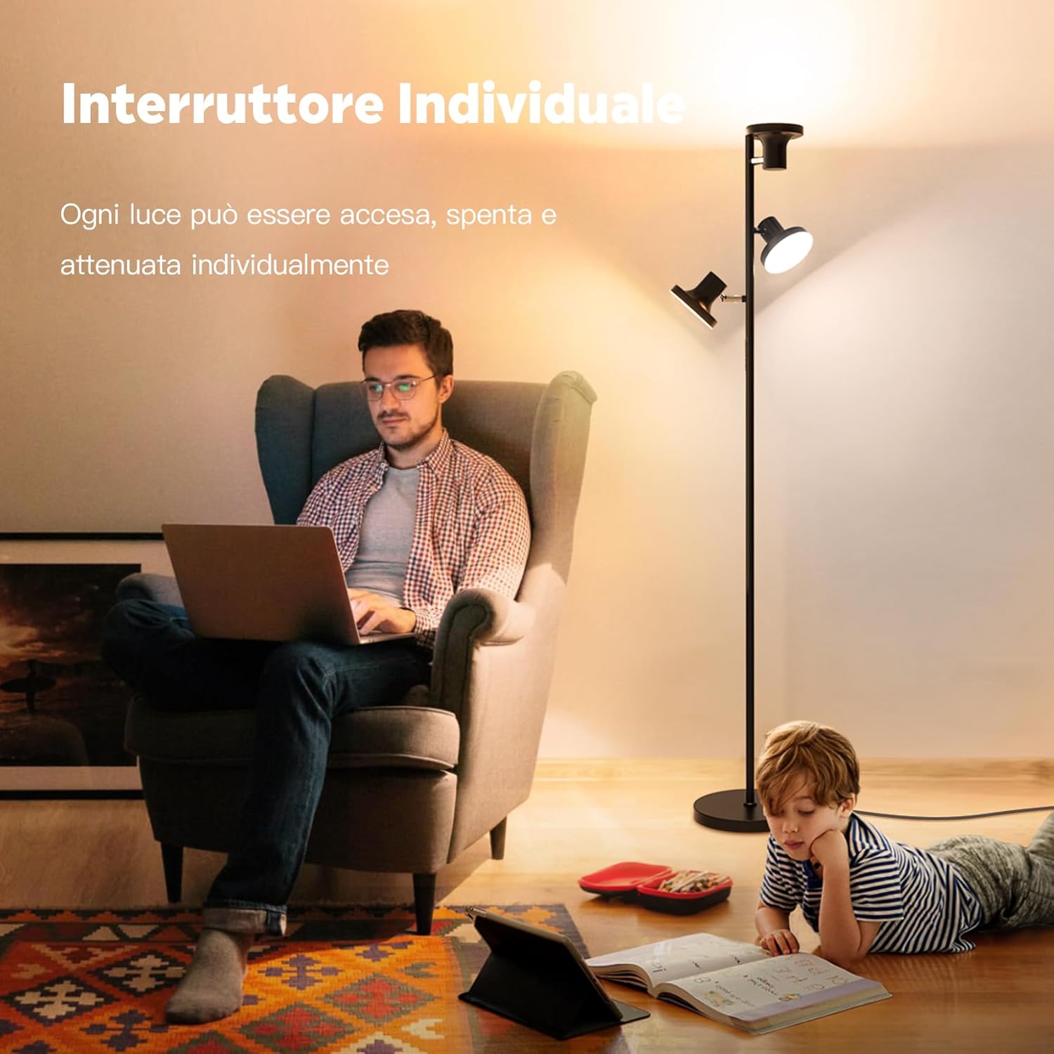 Thumbnail 2 de SIBRILLE Lampada da Terra Salotto 36W con telecomando, 3 luci e dimmer 2700K–6500K