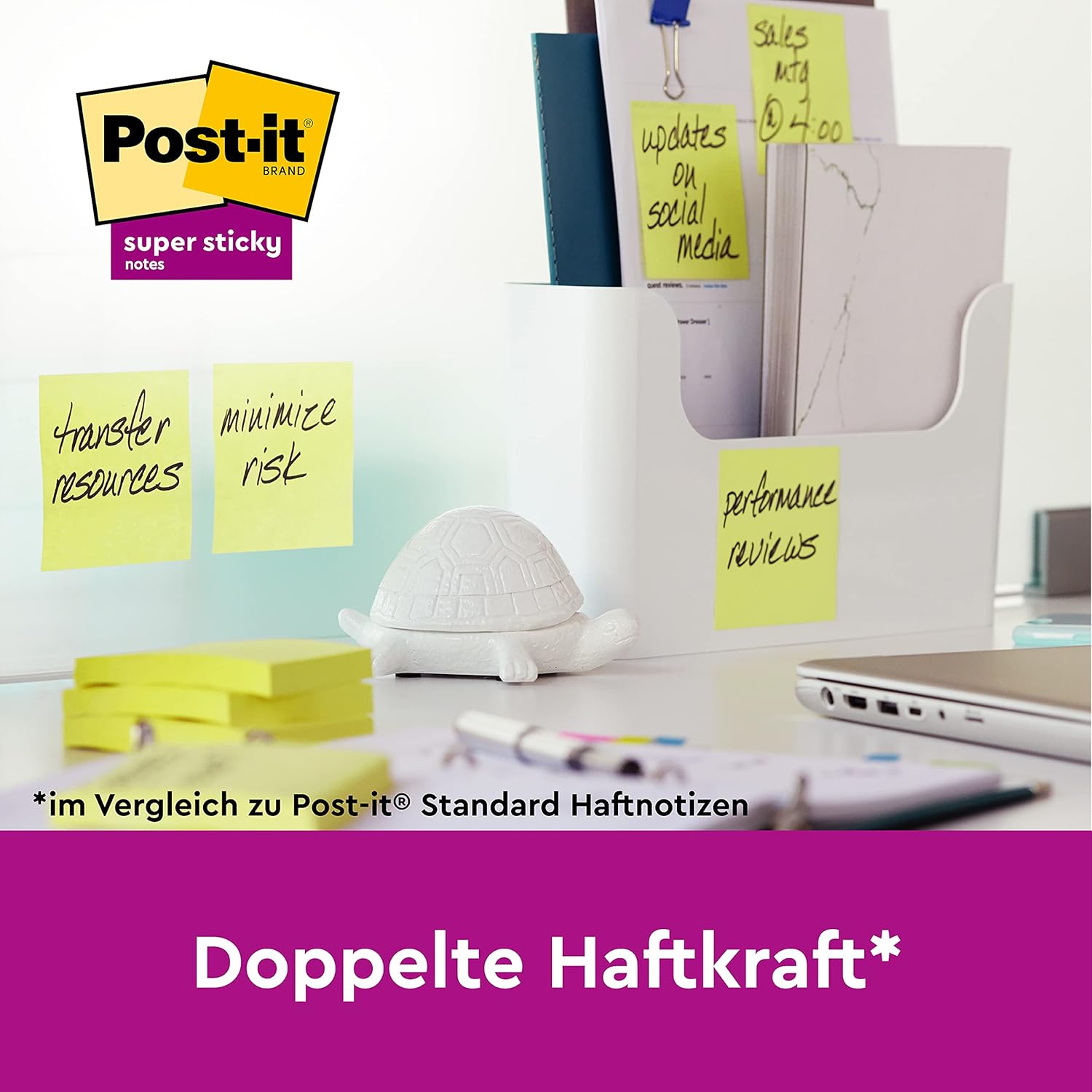 Detalle de Post-it Super Sticky Notes Promotion Kanariengelb – 6 Blöcke, 90 Blatt je Block