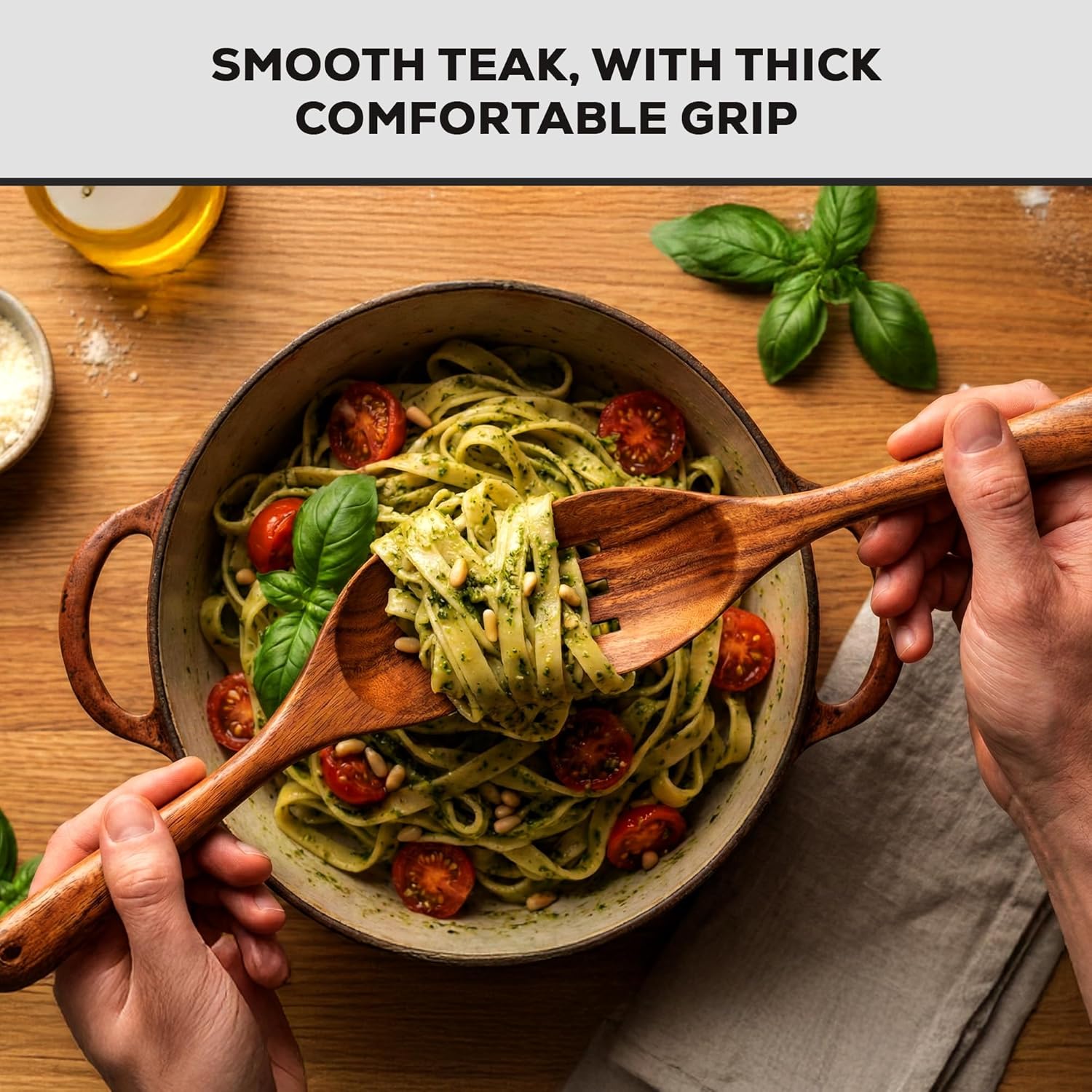 Thumbnail 6 de Zulay Kitchen 9-Piece Teak Wood Cooking Utensil Set (Non-Scratch, Non-Toxic) with Comfortable Grip
