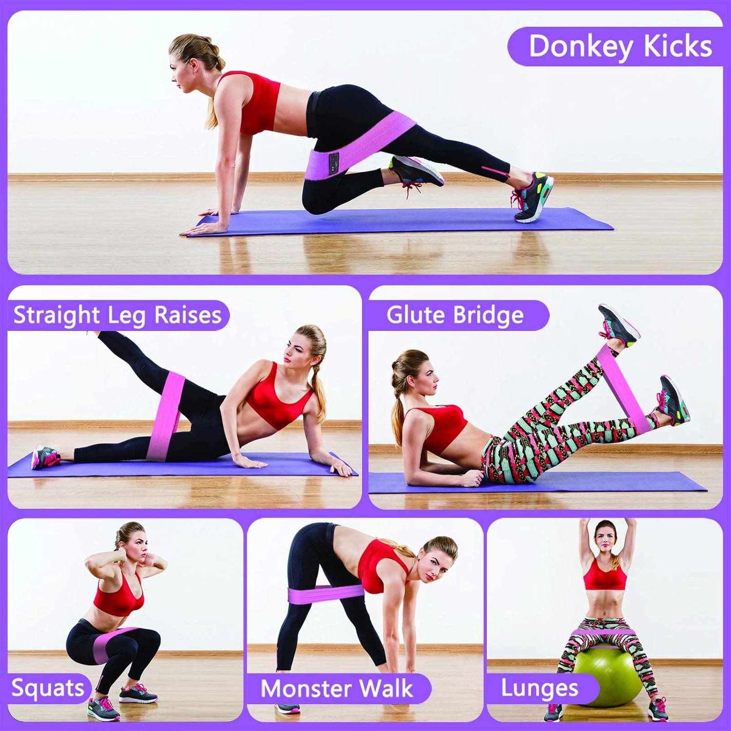 Detalle de PLEASION Resistance Bands 5er Set FitnessbĂ€nder đ§