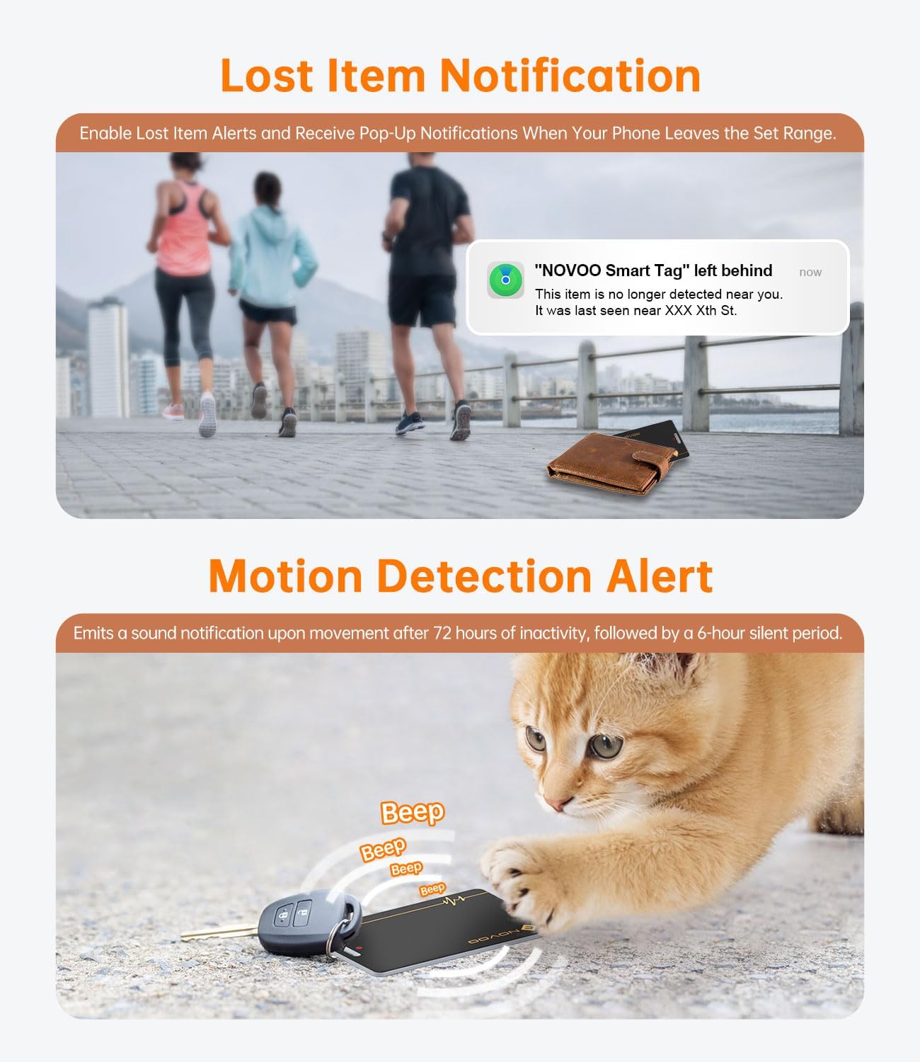 Thumbnail 4 de NOVOO Wallet Tracker Card 2-pack, Rechargeable Wallet Finder