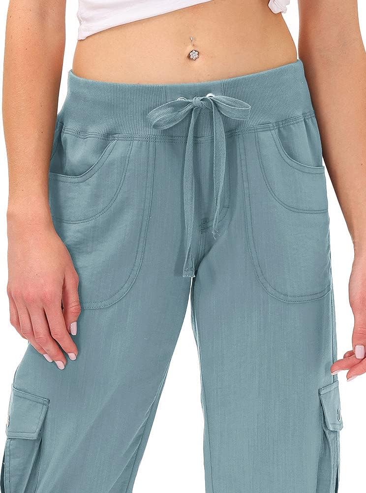 Detalle de MoFiz Women’s Capri Hiking Cargo Pants with Pockets (Dry Fit, Stretch, Zipper Closure)