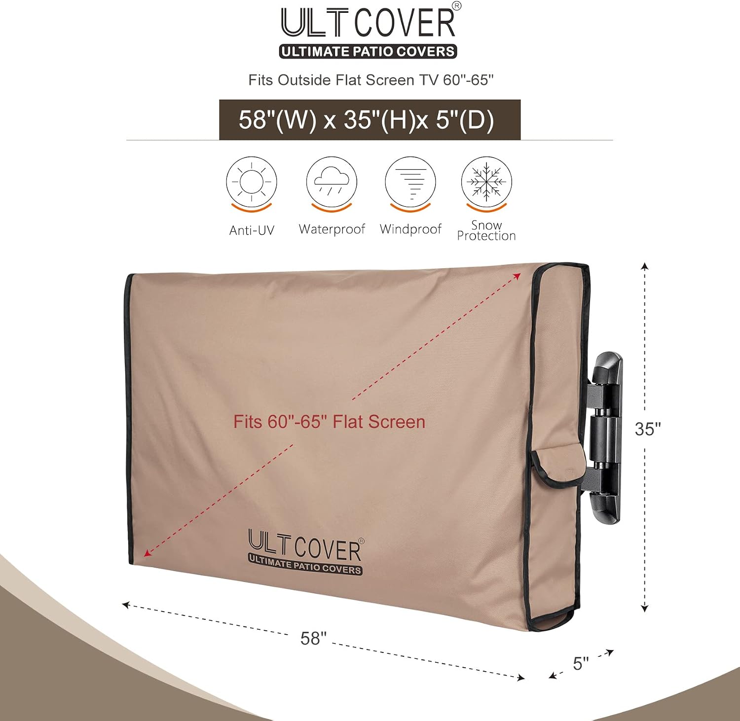 Detalle 2 de ULTCOVER Waterproof Outdoor TV Cover for 60-65 inch