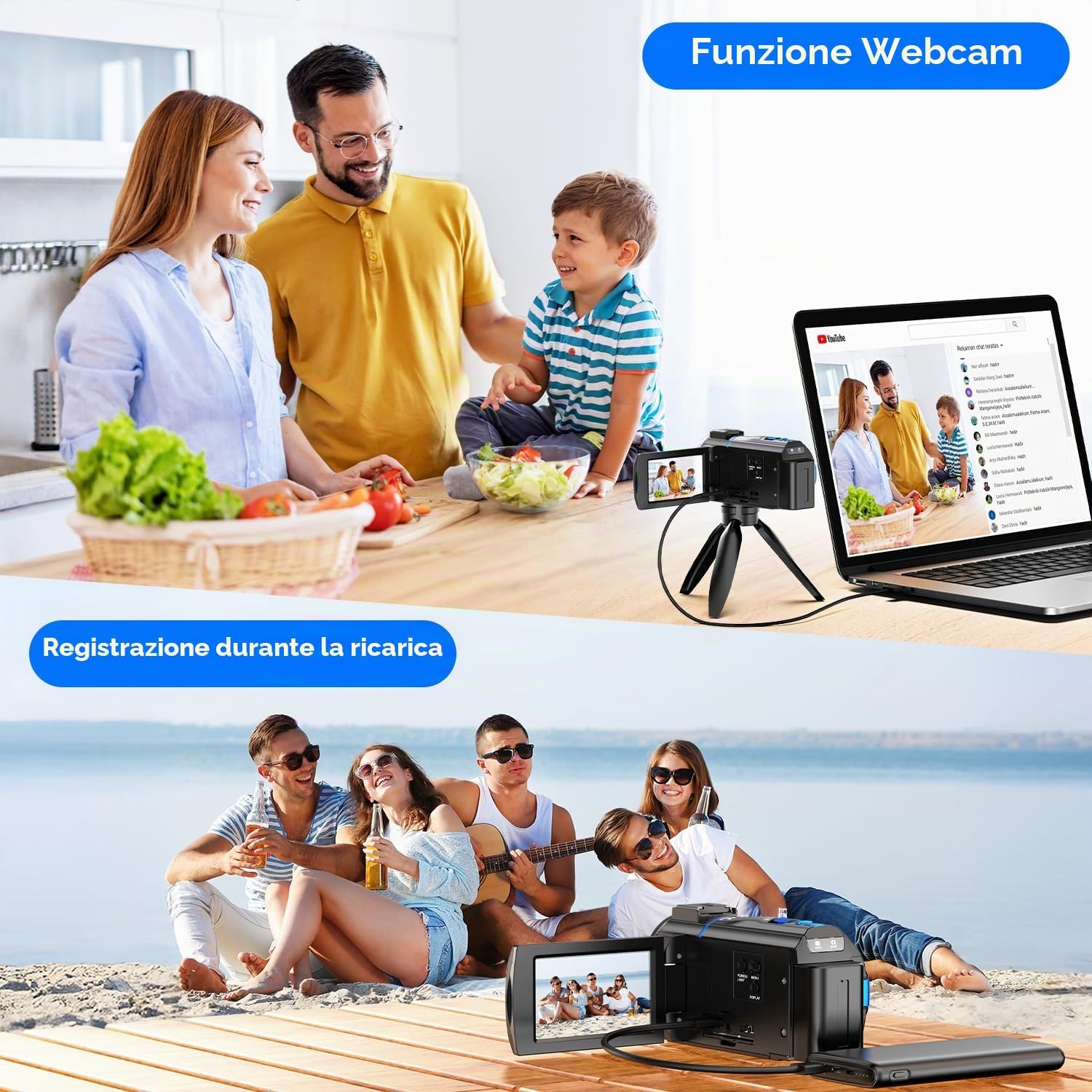 Thumbnail 3 de Camcorder 5K 48MP: videocamera per vlog e YouTube con visione notturna, zoom 16x e schermo tattile 3