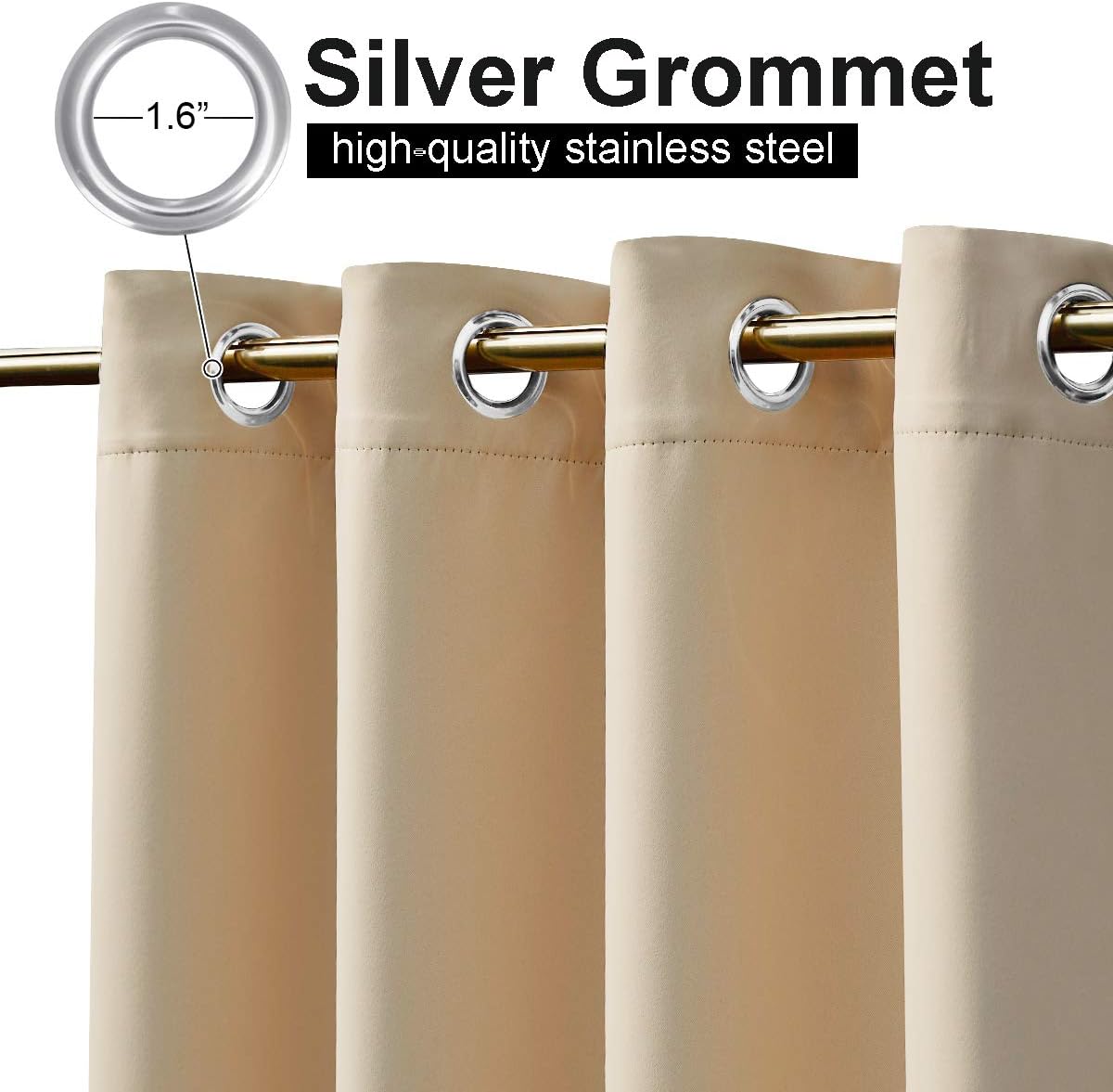 Detalle 2 de NICETOWN Outdoor Patio Curtain 84x108 in Biscotti Beige 🪟