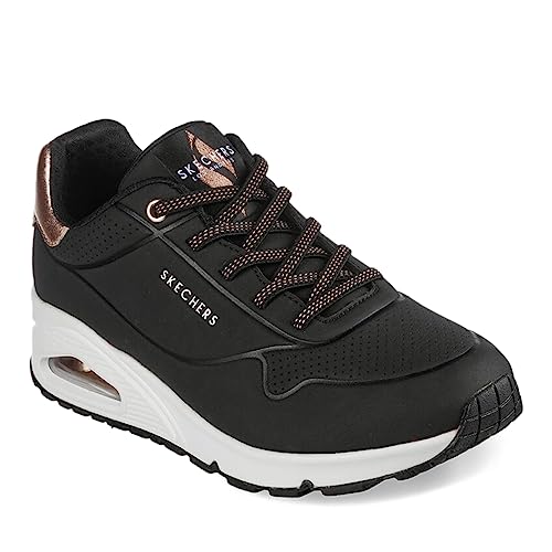 Thumbnail 2 de Skechers Uno - Shimmer Away para mujer en negro con detalle Durabuck y ribete Duraleather, talla 37.5
