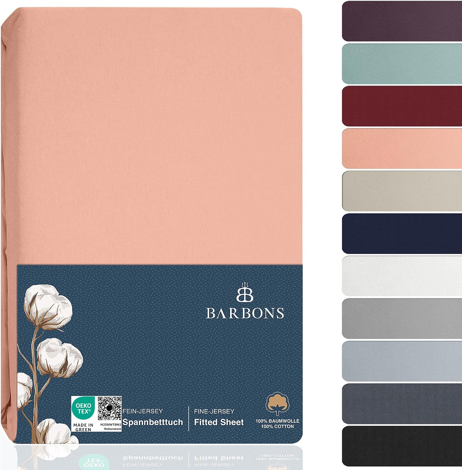 Thumbnail 6 de BARBONS Spannbettlaken 120x200 cm – 100% Baumwolle, Jersey, Oeko-Tex, Dunkelgrau