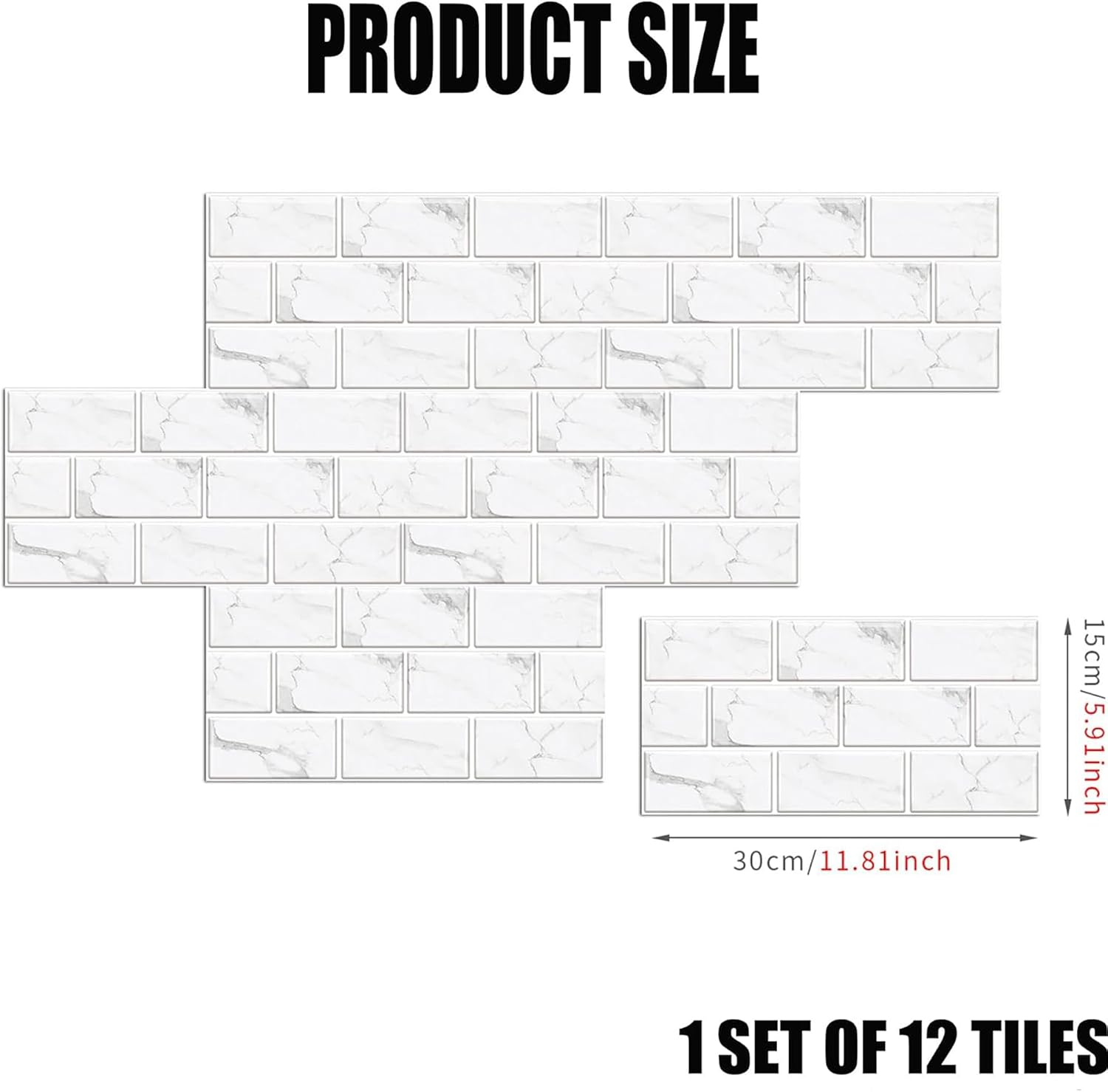 Thumbnail 5 de 24 Sheets White Tile Stickers 15x30cm waterproof