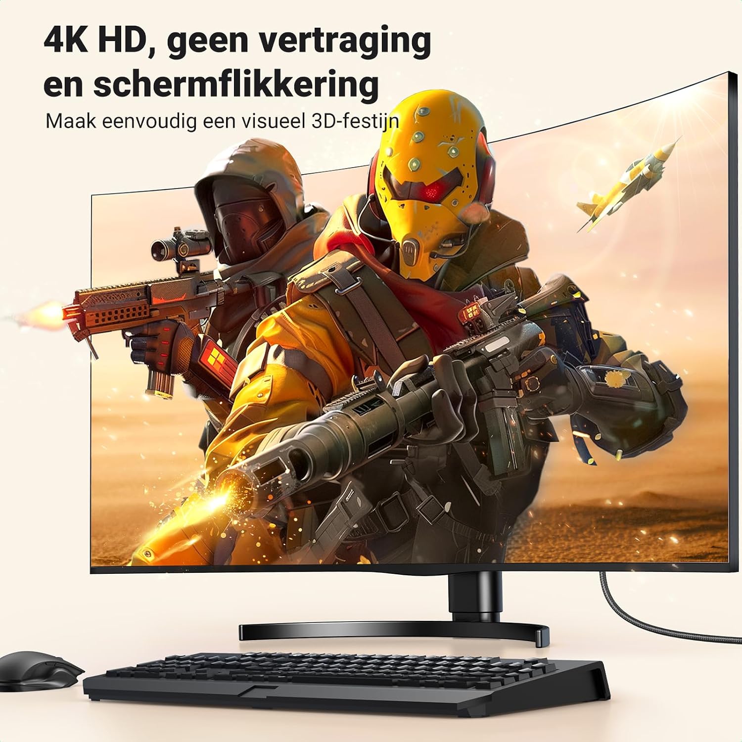 Detalle de UGREEN DisplayPort-naar-HDMI-kabel van 1 m, unidirectioneel en 4K bij 30 Hz