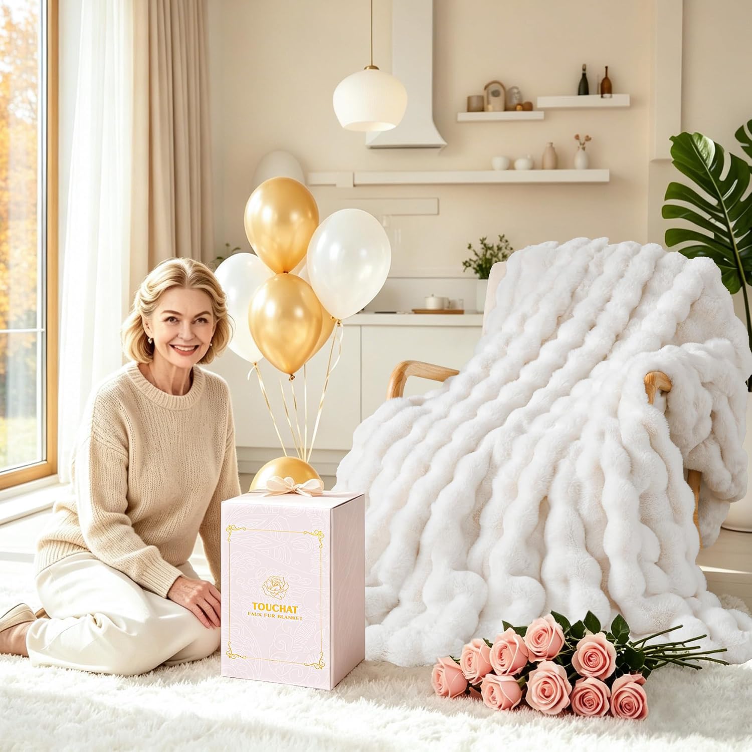 Detalle 2 de Touchat 1000GSM Faux Rabbit Fur Throw
