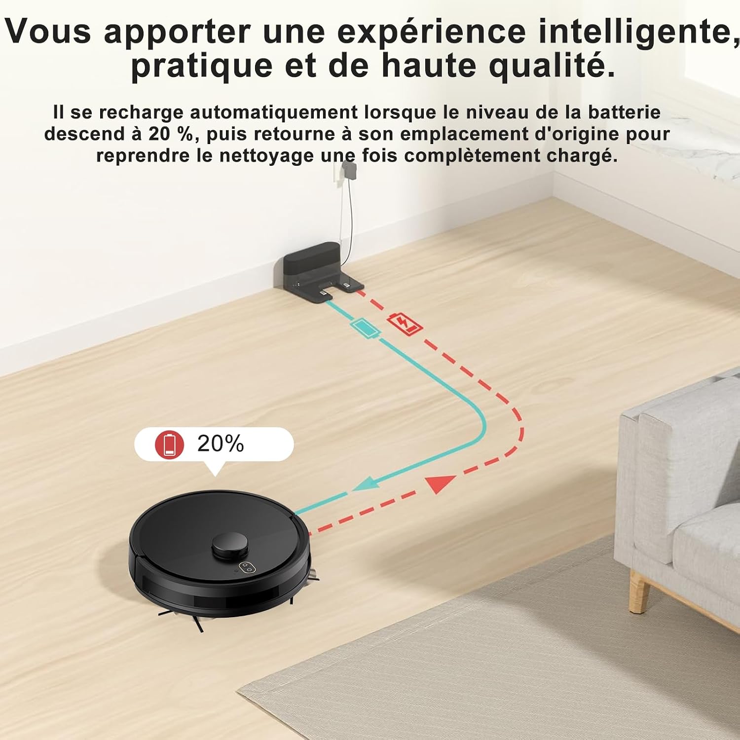 Thumbnail 6 de Robot aspirateur 2025 avec cartographie, 120 min, LiDAR