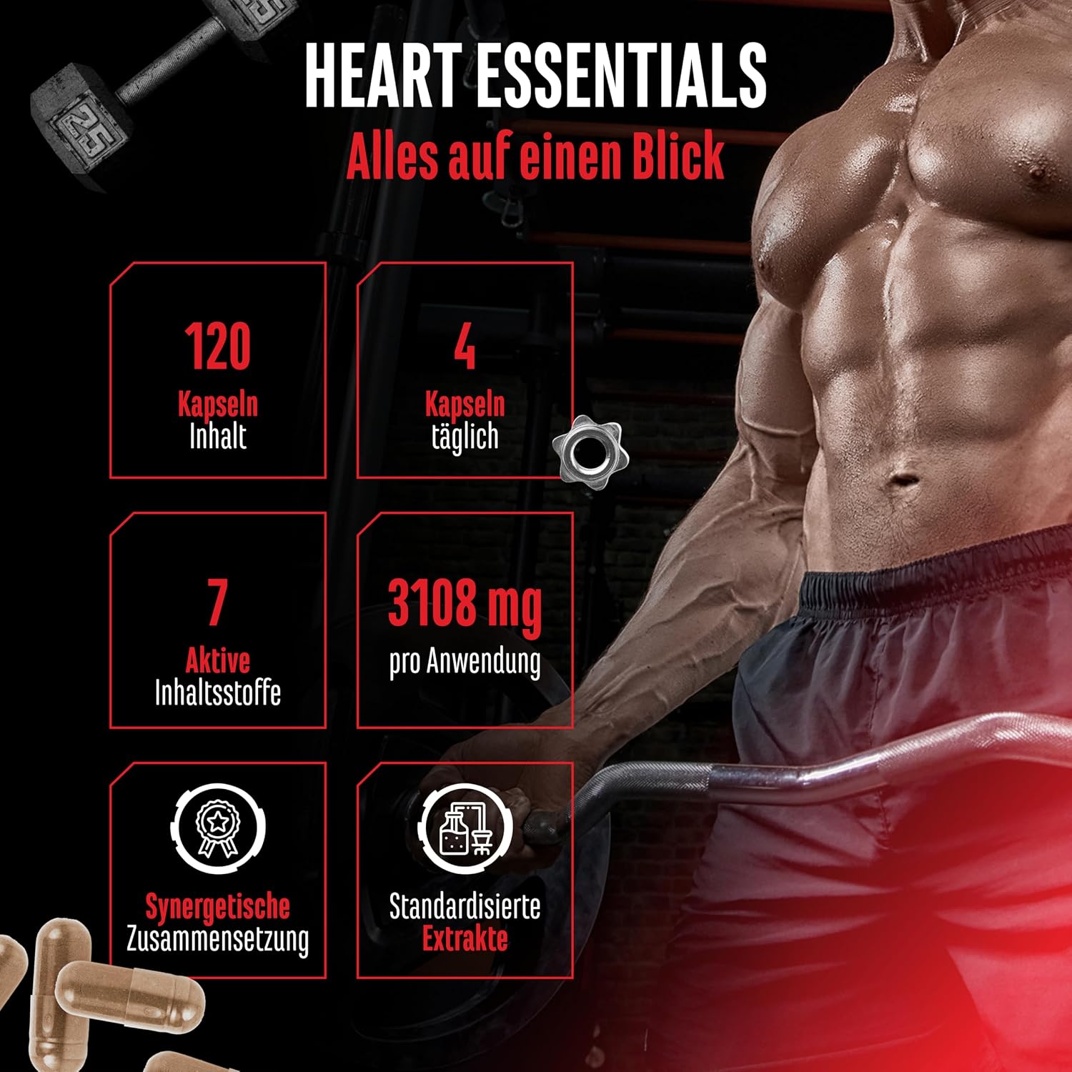 Thumbnail 1 de Heart Essentials Herz-Komplex von German Elite Nutrition – 120 vegane Kapseln mit Q10 & Vitamin B1