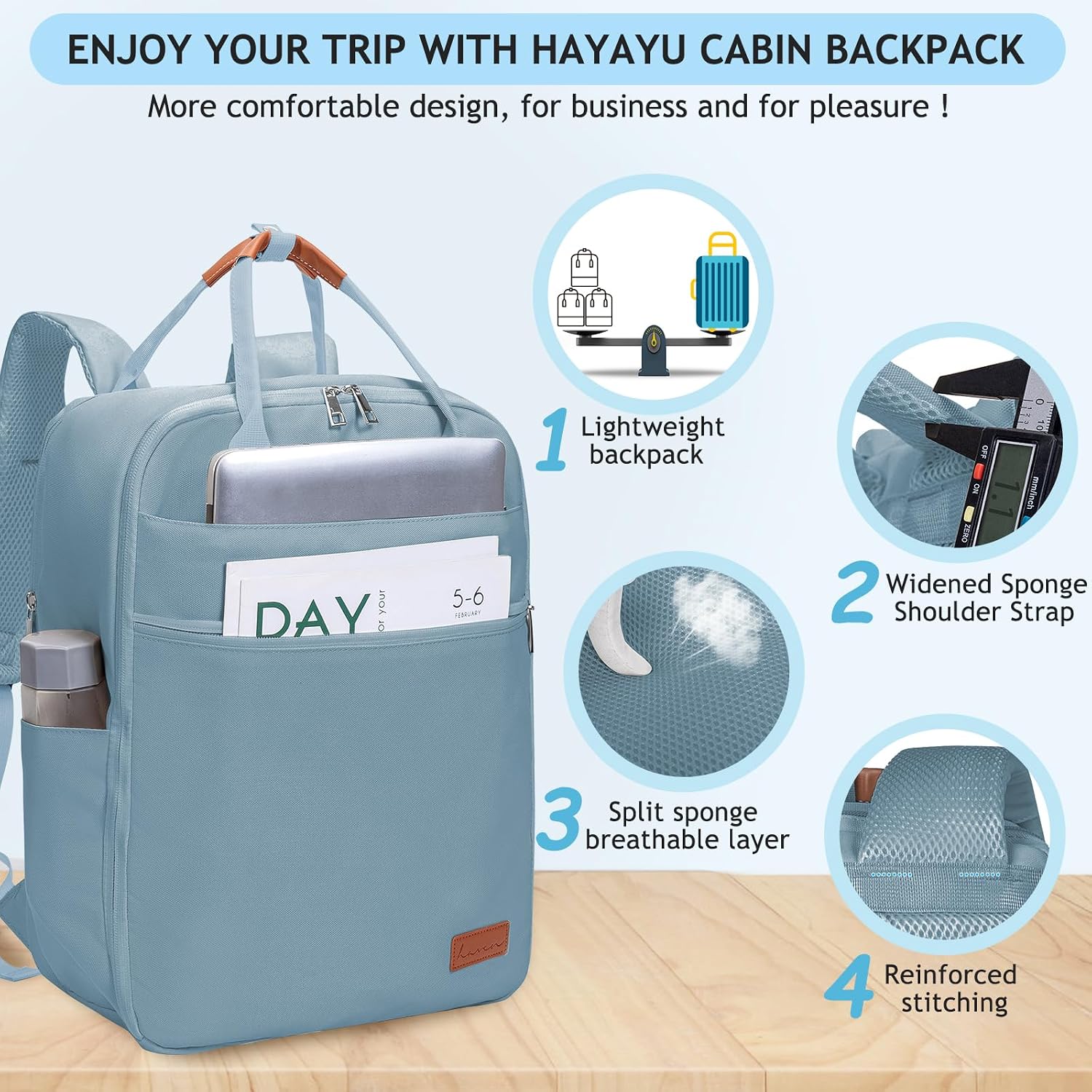 Detalle 2 de Hayayu Sac Cabine 45x36x20 bagage cabine
