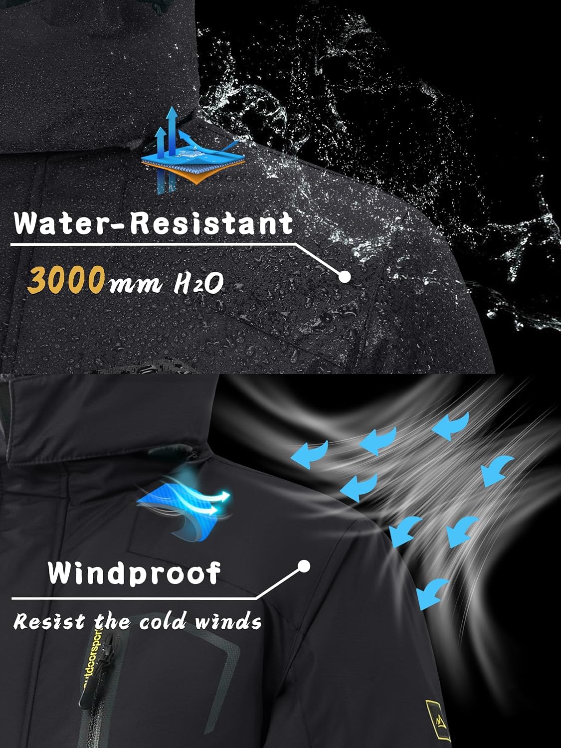 Detalle 2 de KEFITEVD Men’s Waterproof Fleece Jacket