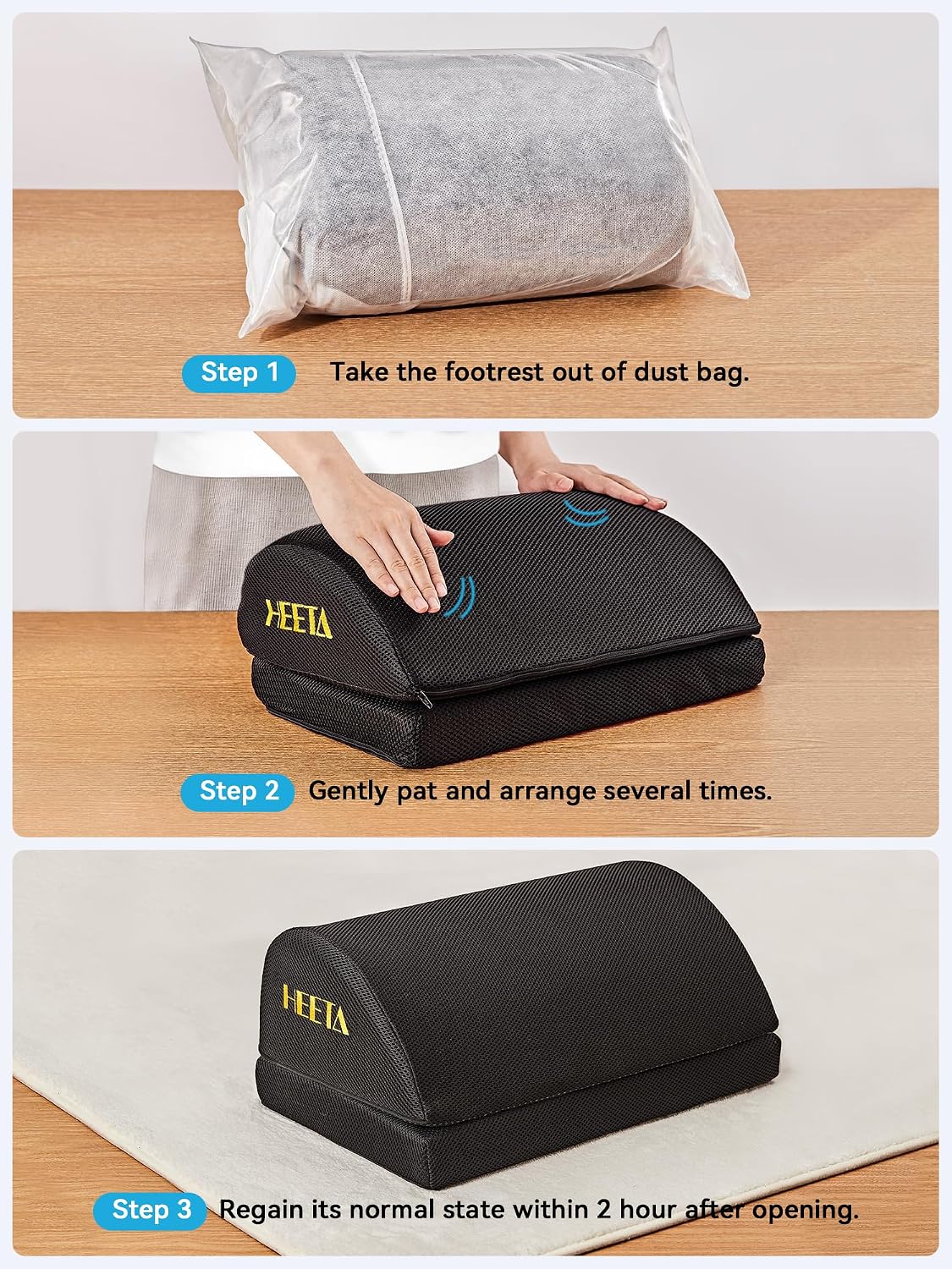 Thumbnail 6 de HEETA Foot Rest Under Desk: Ergonomic Footrest with Adjustable Height (12 cm / 17 cm) in Black