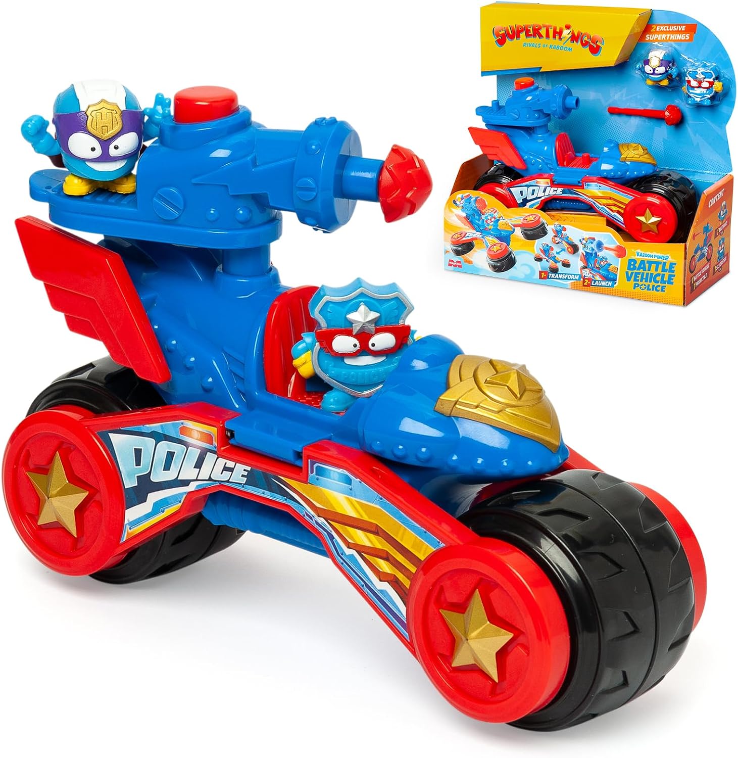 Detalle 2 de SUPERTHINGS Battle Vehicle Police 8431618043790 – pojazd z chwytakiem i wyrzutnią