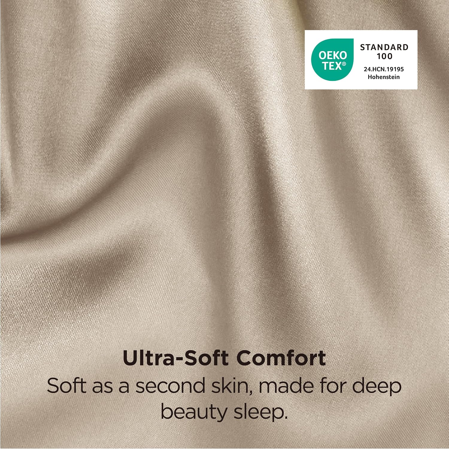 Detalle 2 de Bedsure BA701A4AE3ST Satin Pillowcases, Queen 2-Pack, Taupe with Envelope Closure
