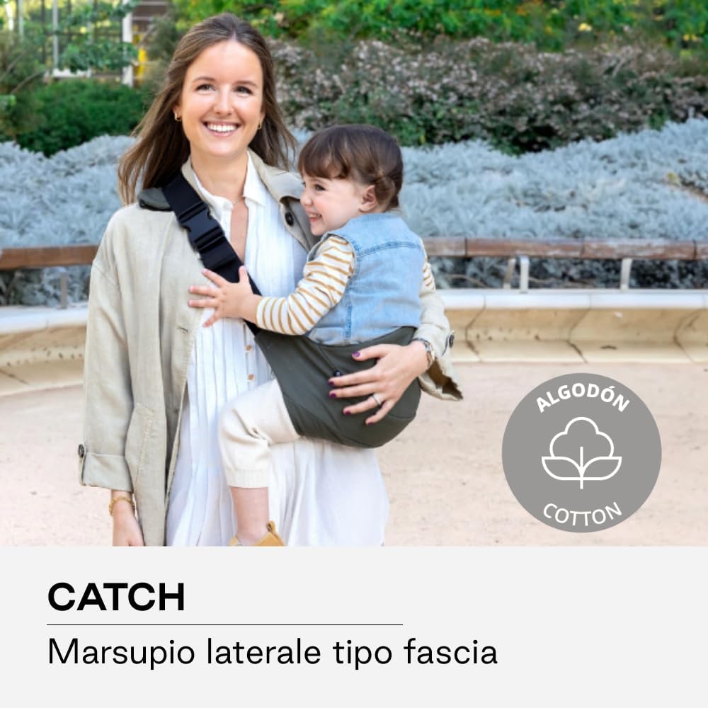 Detalle de Jané Catch Fascia Portabebè Fianco – Portabebè laterale ergonomico, regolabile e antiscivolo in cotone 100% (9–48 mesi) | Grigio