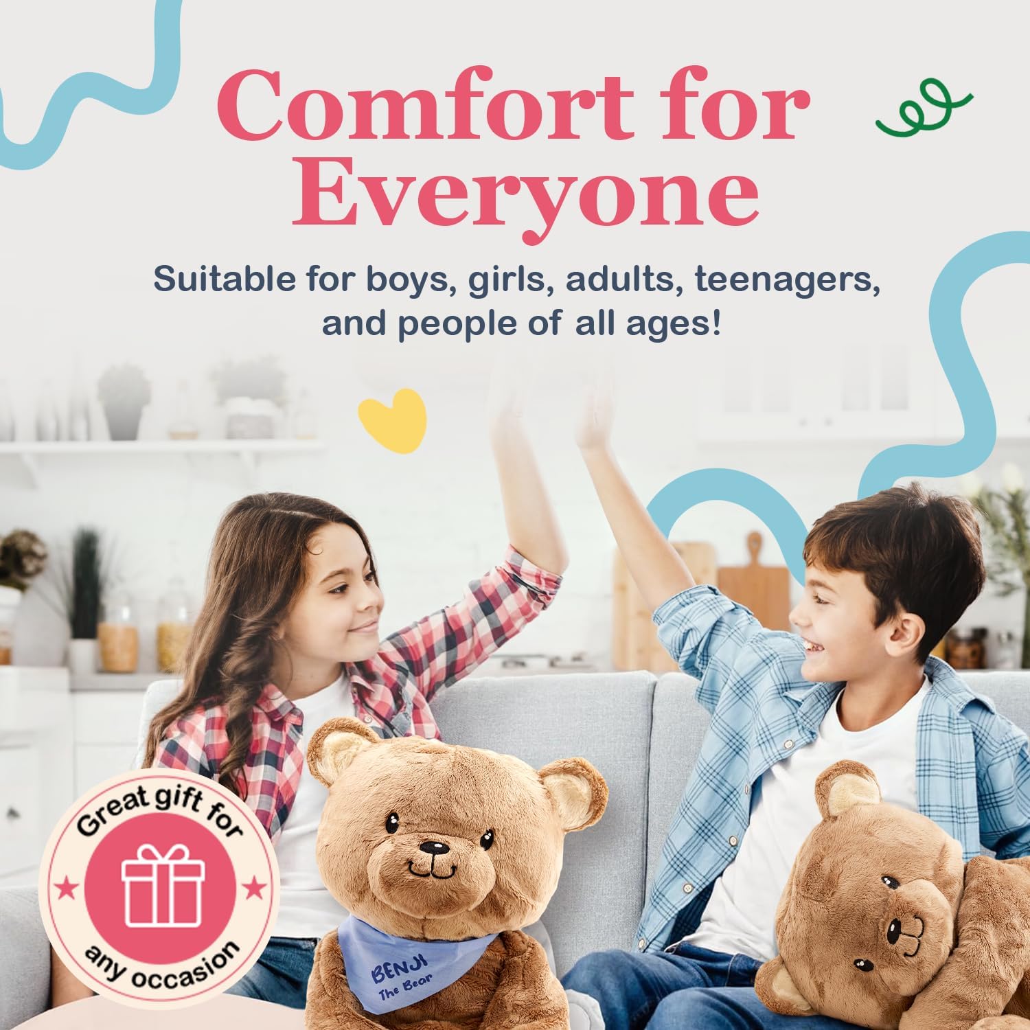 Detalle de Lilly's Love Benji the Bear: 4.5lb Weighted Plush for Calm, Focus and Comfort