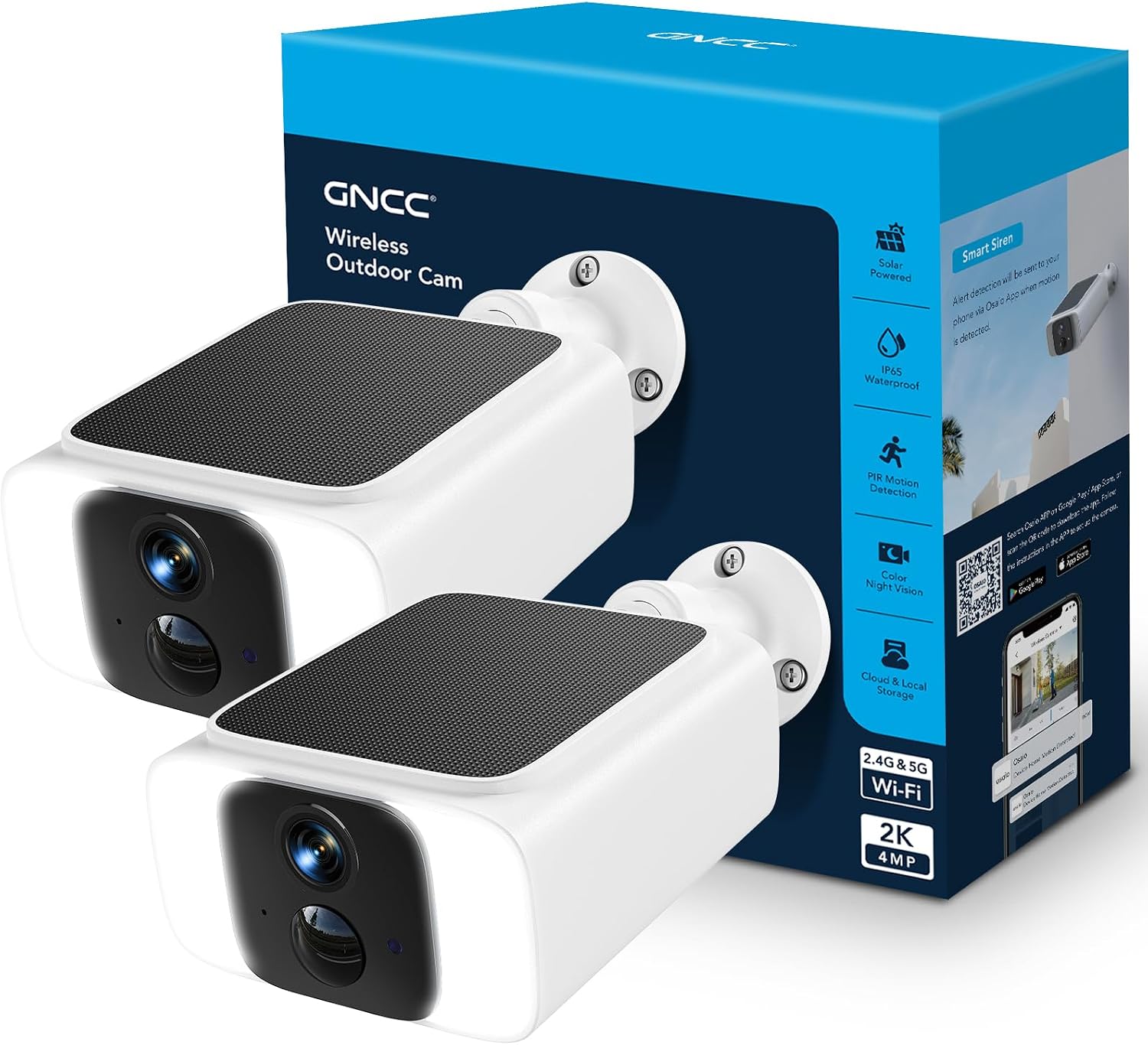 Detalle de GNCC 2K 4MP Telecamera Wi-Fi Esterna Senza Fili con Pannello Solare Integrato – Sorveglianza 365, Visione Notturna a Colori e PIR