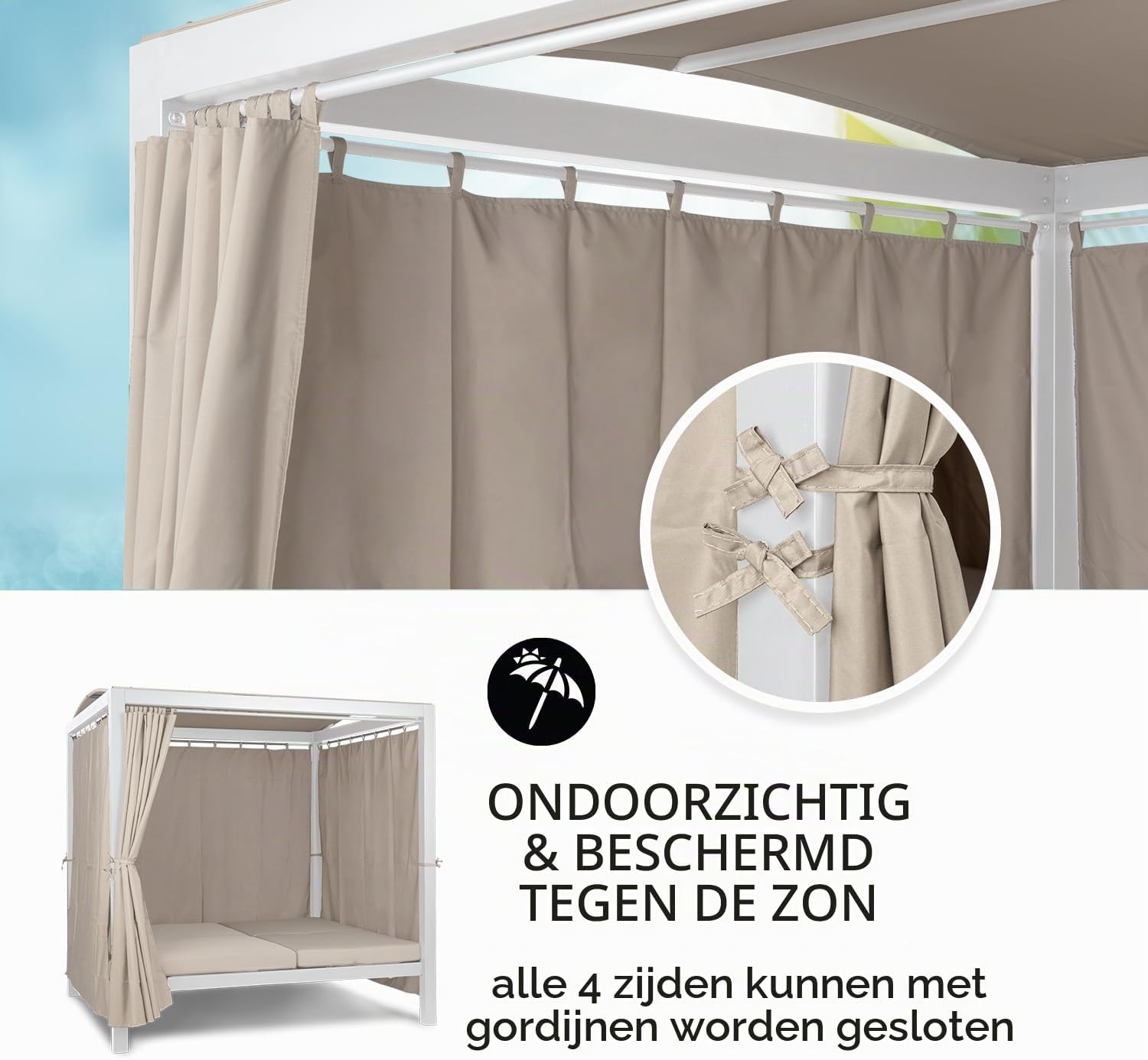Detalle de blumfeldt Eremitage Double XL 10035430 dubbele tuinligstoel met luifel