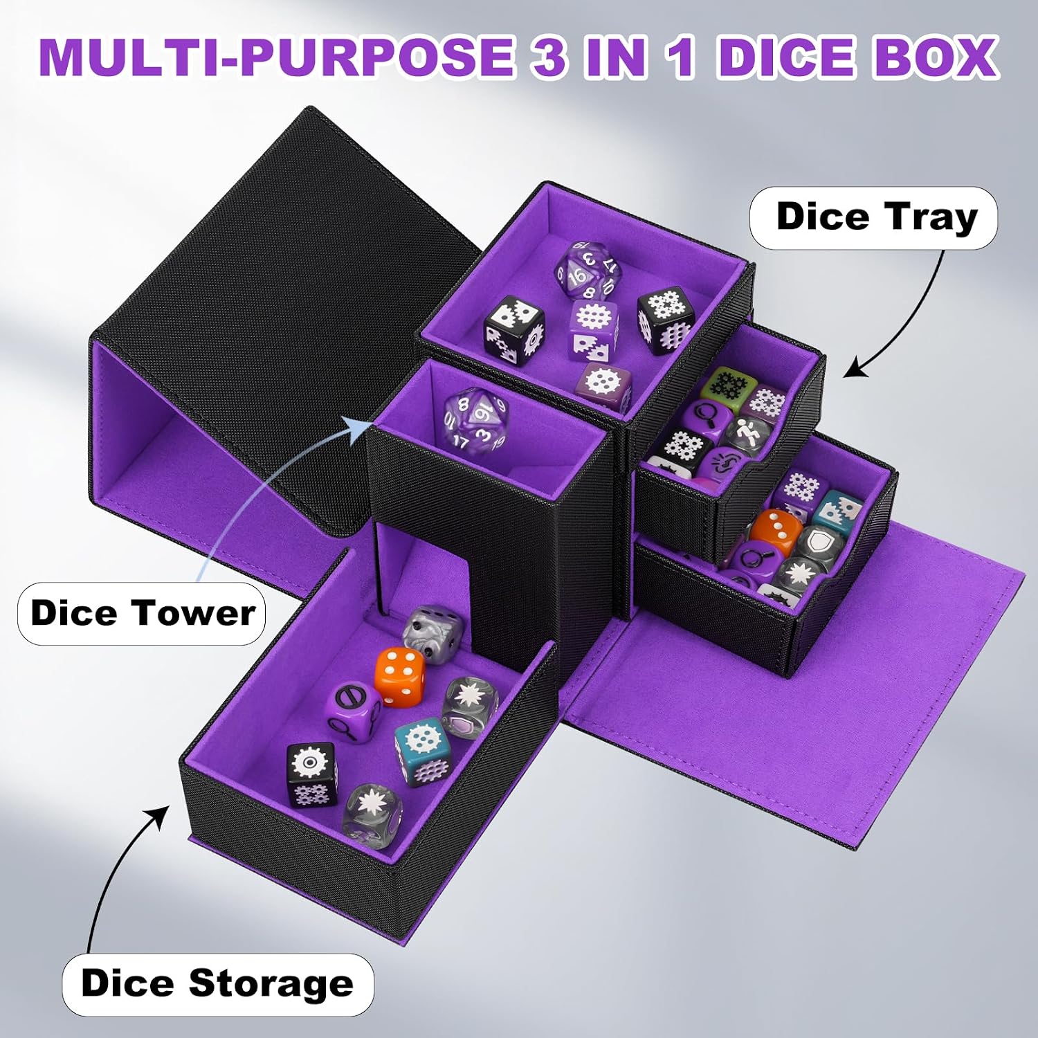 Detalle de Jaffzora Dice Tower and Storage Box, PU Leather