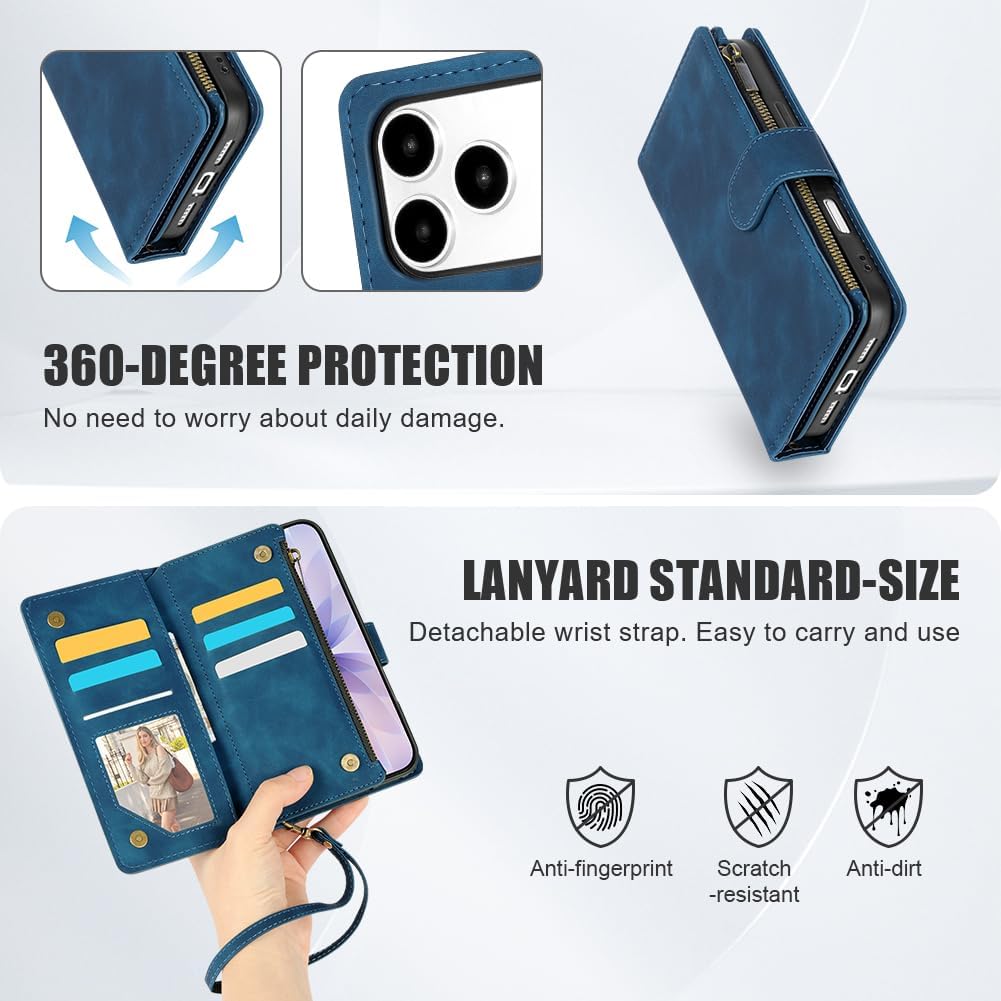 Thumbnail 2 de Vicloon Wallet Case for iPhone 17 Pro Max, Blue PU Leather Flip Case