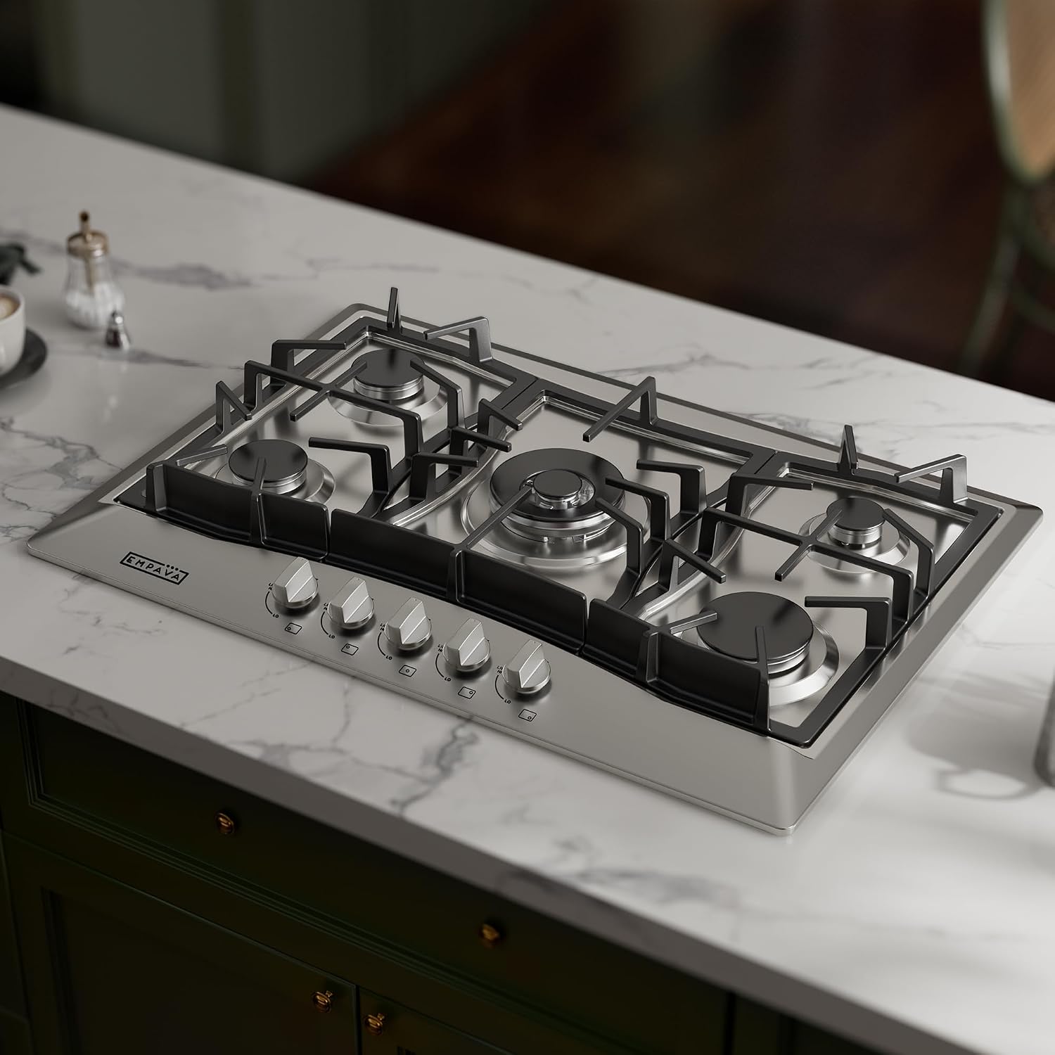 Detalle de Empava 30 Inch Built-in Gas Cooktop, 5 SABAF Burners, Stainless Steel