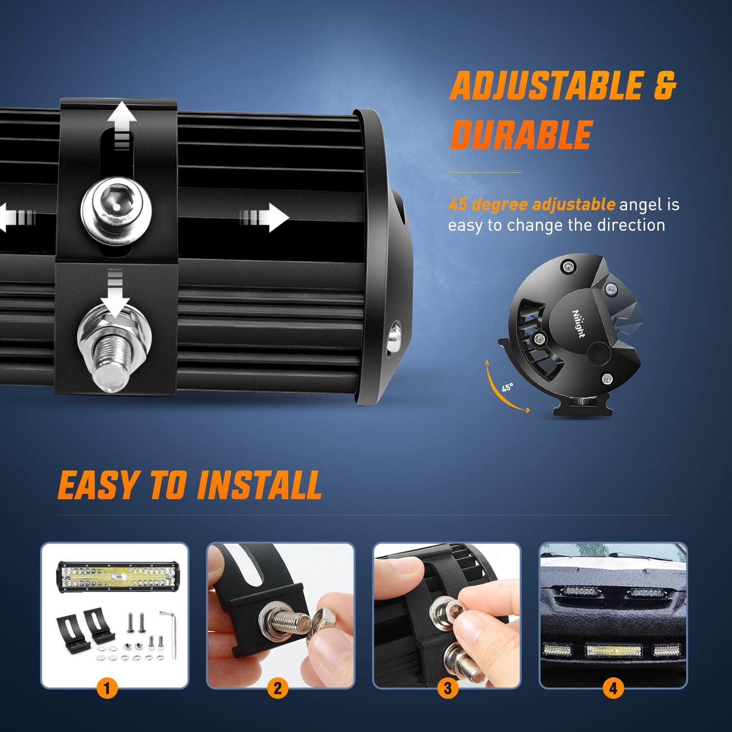 Thumbnail 3 de Nilight 12-Inch 300W Triple-Row LED Light Bar (Flood/Spot Combo) for Off-Road Driving & Boat Lighting