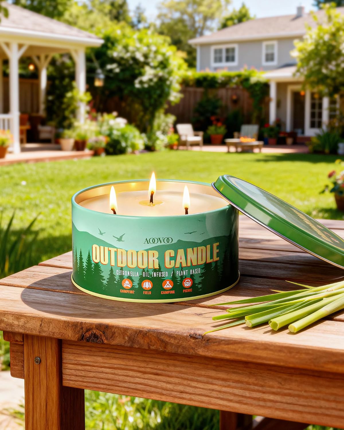 Thumbnail 4 de AOOVOO Citronella Candles Outdoor — 3-Wick 12oz Large Soy Candle for Patio & Camping