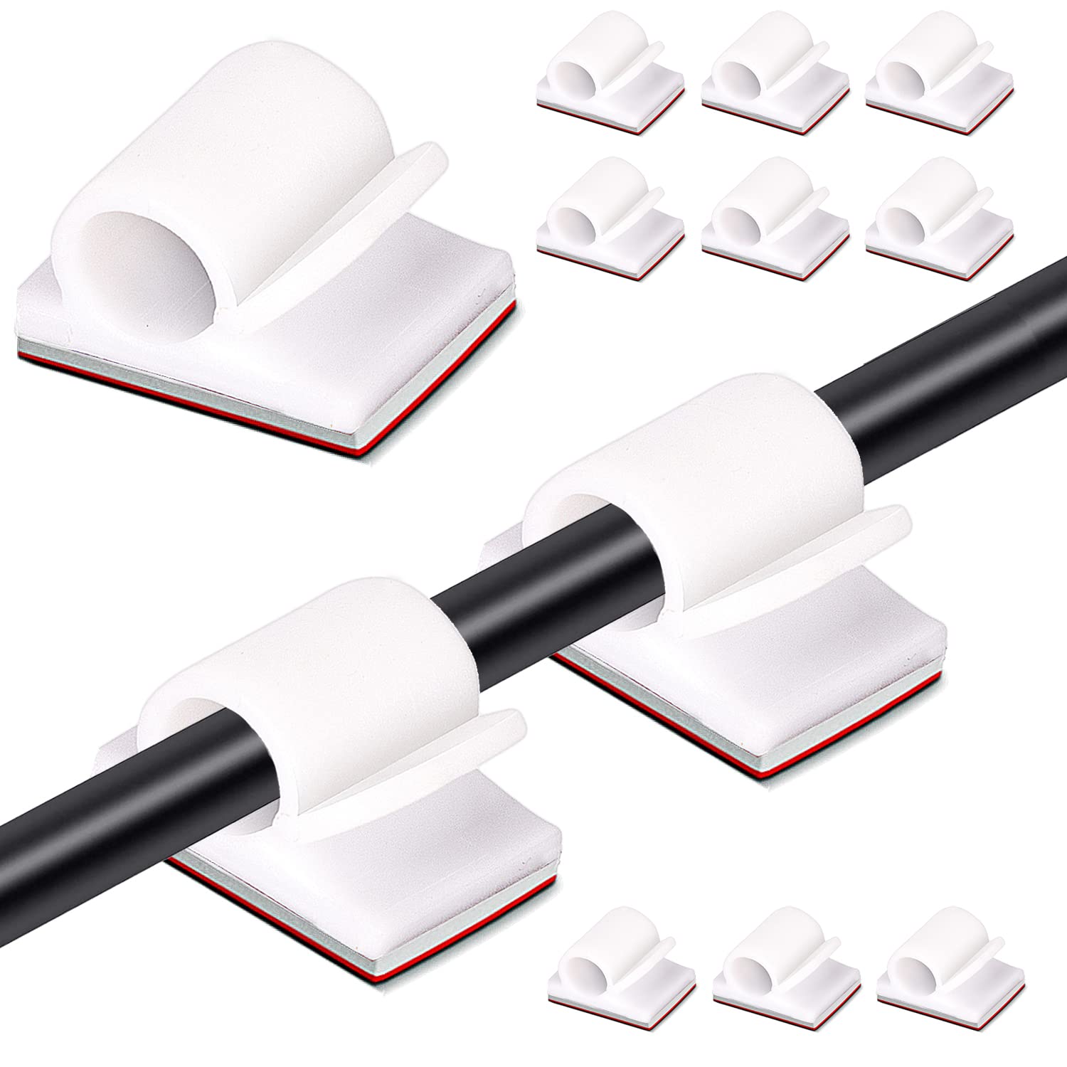 Tomario V2 Cable Clips Self Adhesive — 40 Pack for Desk, Wall and Workshop