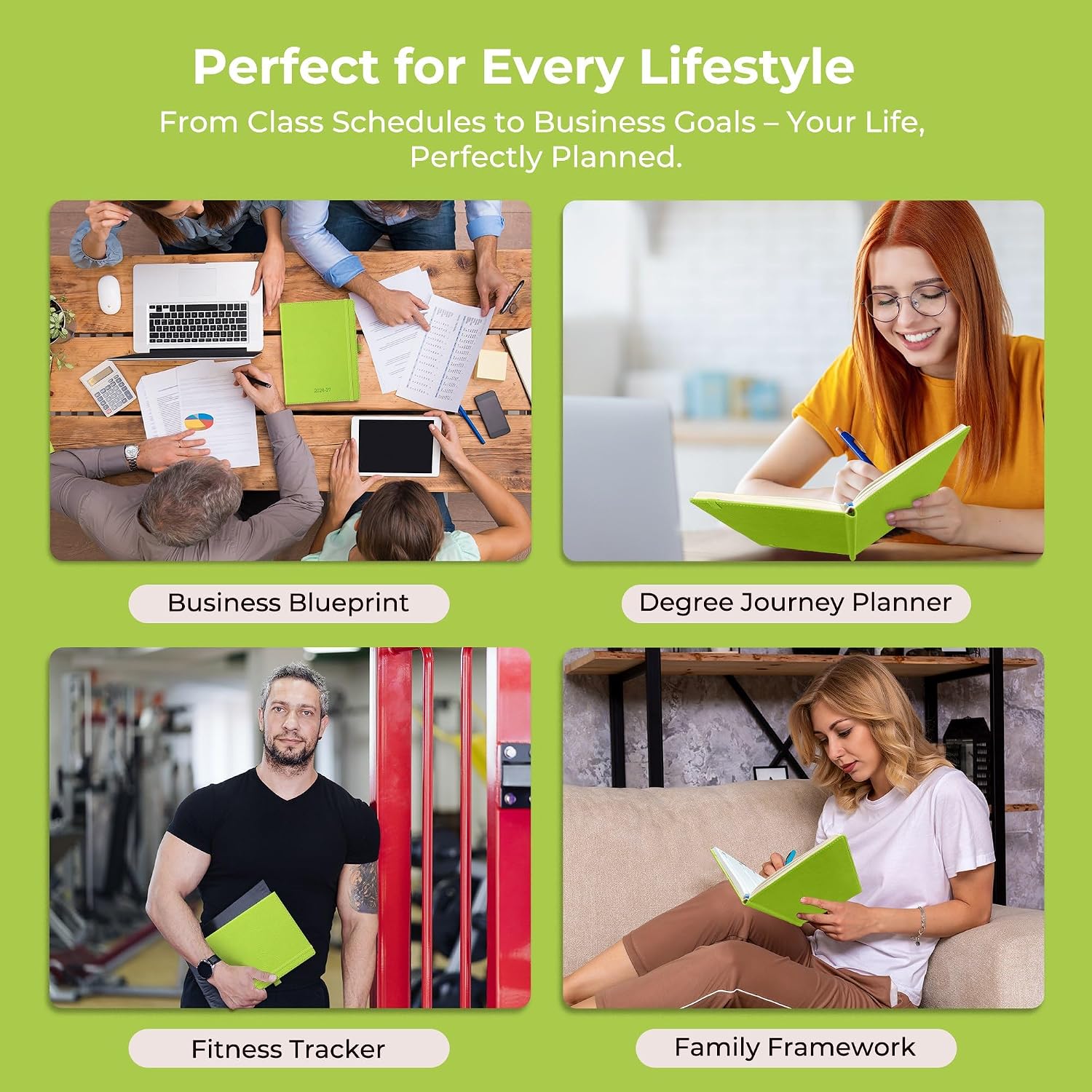 Thumbnail 6 de IN-LUXPRO Academic Diary 2026-2027: A5 Week to View, Wasabi Green PU Leather