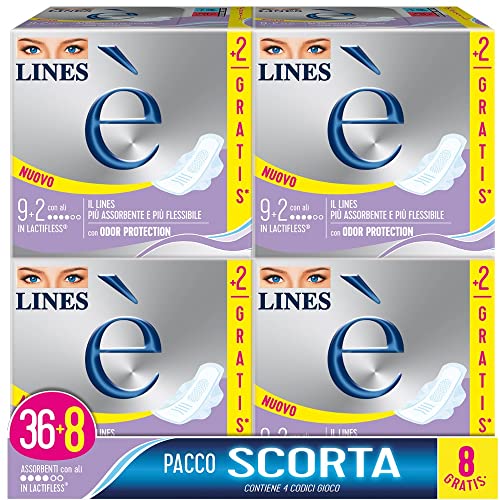 Detalle de Assorbenti LINES È GIORNO con ali x44 pezzi – Comfort, Odor Protection e stile per il ciclo mestruale