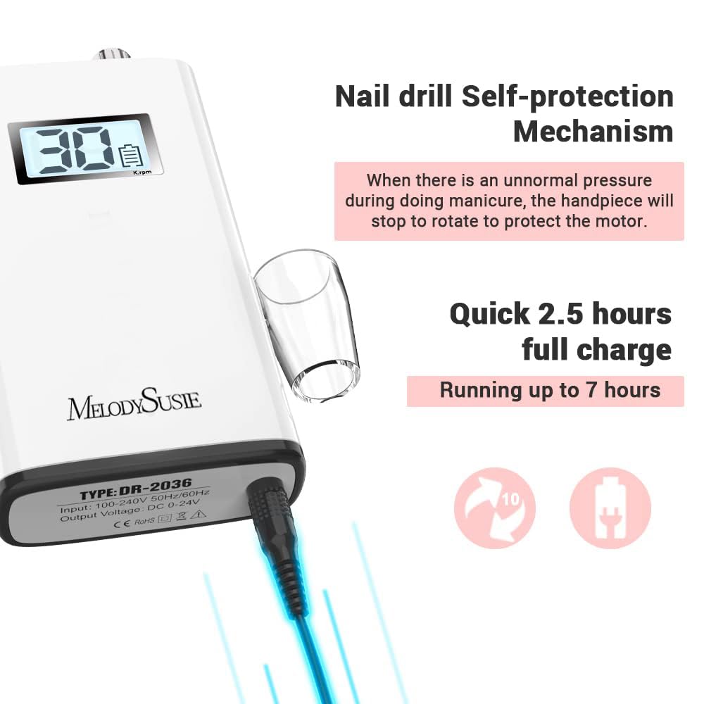 Thumbnail 5 de MelodySusie SC320H Entry-Level Clip-On Rechargeable Nail Drill (30,000 RPM) with LCD