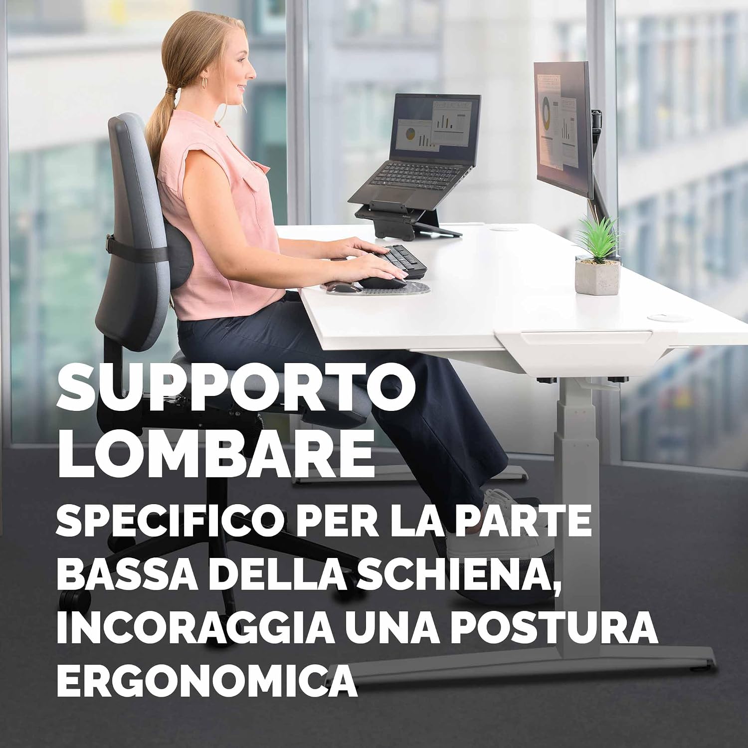 Detalle de Fellowes Cuscino lombare Breyta: supporto ergonomico compatto, 100% riciclato