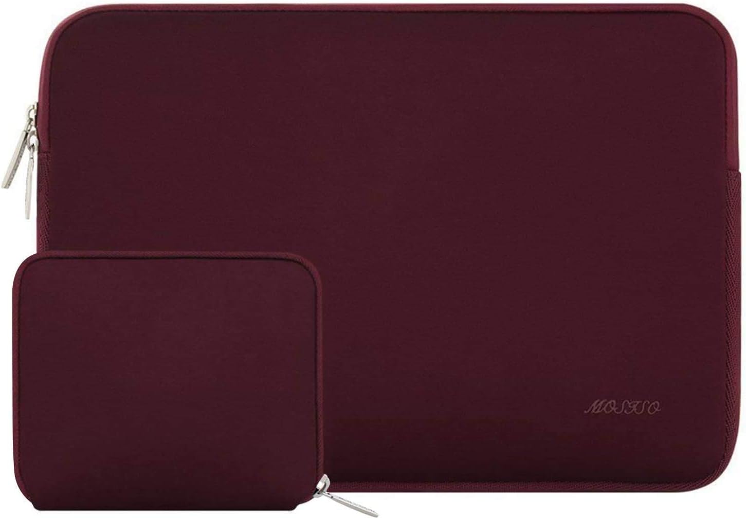 MOSISO Laptop Hülle 13,3 Zoll (13–13,3 Zoll) mit Neopren-Schaum und kleinem Etui – Weinrot