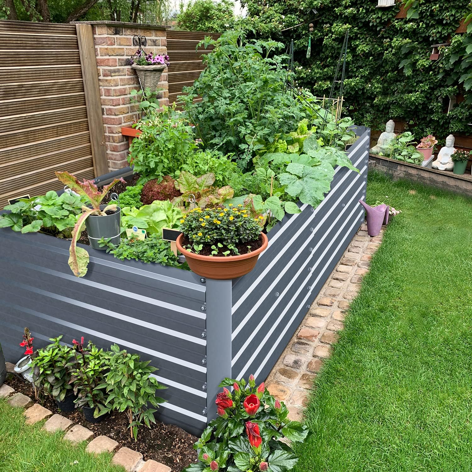 Thumbnail 6 de Ohuhu Hochbeet Metall Pflanzenbeet 180 × 90 × 60 cm – wetterfestes Stahlblech für Gemüse & Frühbeet
