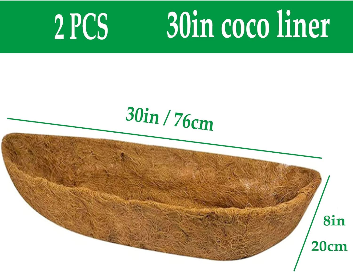 Thumbnail 1 de VLYHGO 30 Inch Natural Coconut Fibre Coco Liner for Wall Trough Window Boxes (2 Pack)