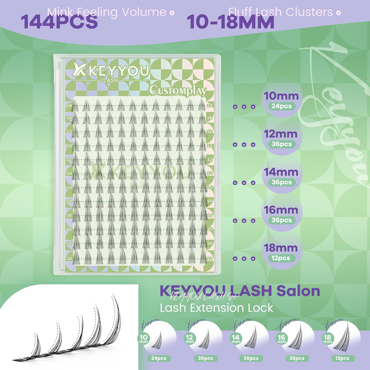 Detalle de KEYYOU Eyelash Clusters, 144 Lashes