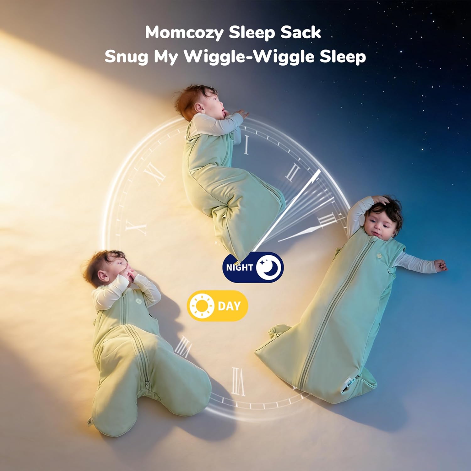 Thumbnail 6 de momcozy Baby Sleeping Bag 0–6 Months 1.5 TOG Bamboo Green (Snap-fit, Two-Way Zip) – S