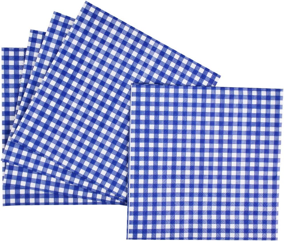 Thumbnail 6 de Gatherfun Gingham Blue and White Party Supplies — Disposable 25-Person Tableware Set with Tablecloth and Banner