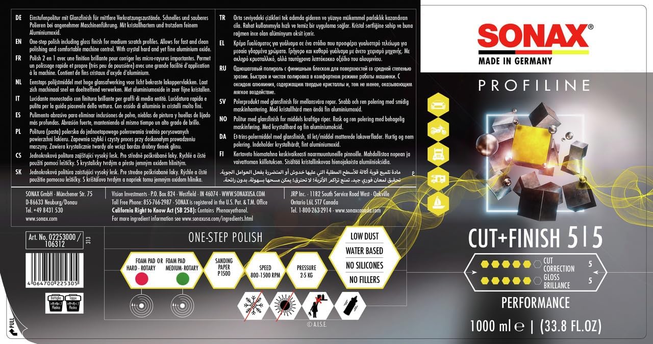 Thumbnail 1 de SONAX PROFILINE Cut+Finish (1 Litro) – lucidatura rapida per imperfezioni medie e lucentezza brillante