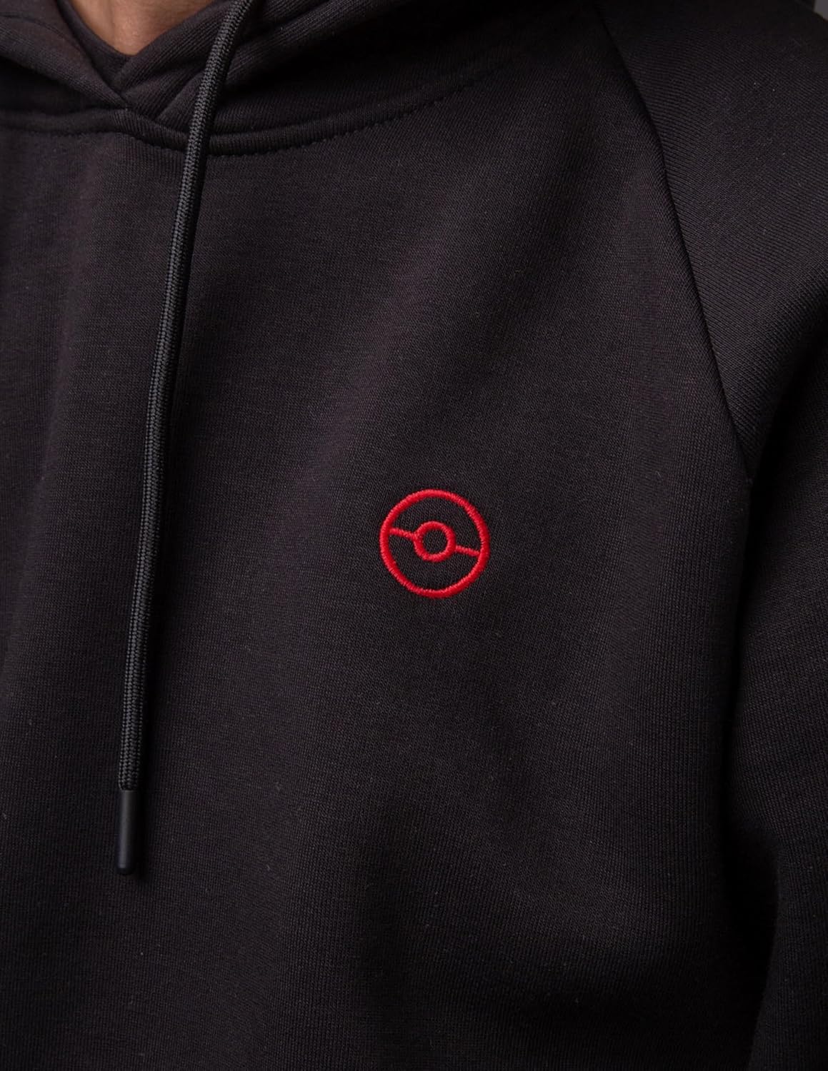 Detalle de Dolly Noire Pokémon Pokédex Hoodie Nero – Unisex, Felpa in Cotone Misto con Ricamo, Collezione Ufficiale