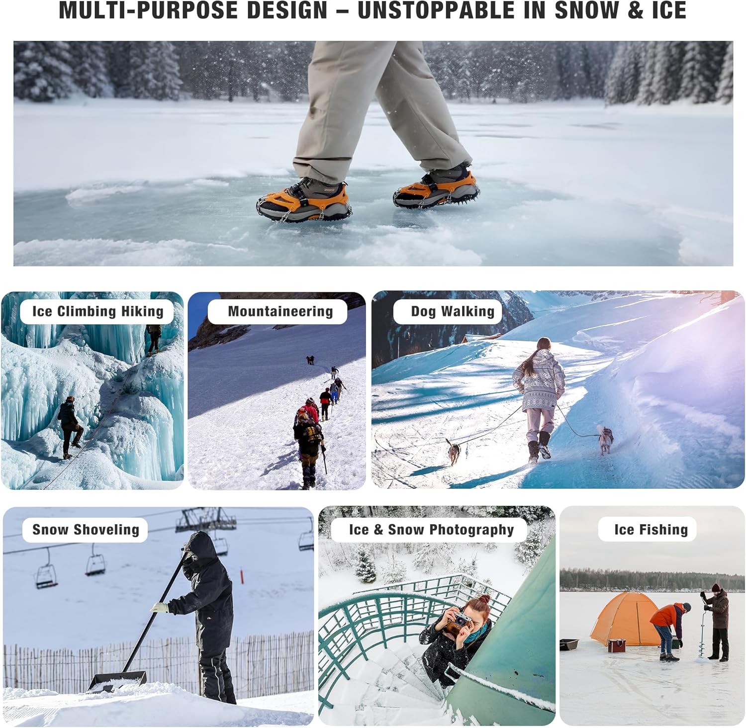 Thumbnail 5 de Unigear Crampons 24 spikes for hiking boots